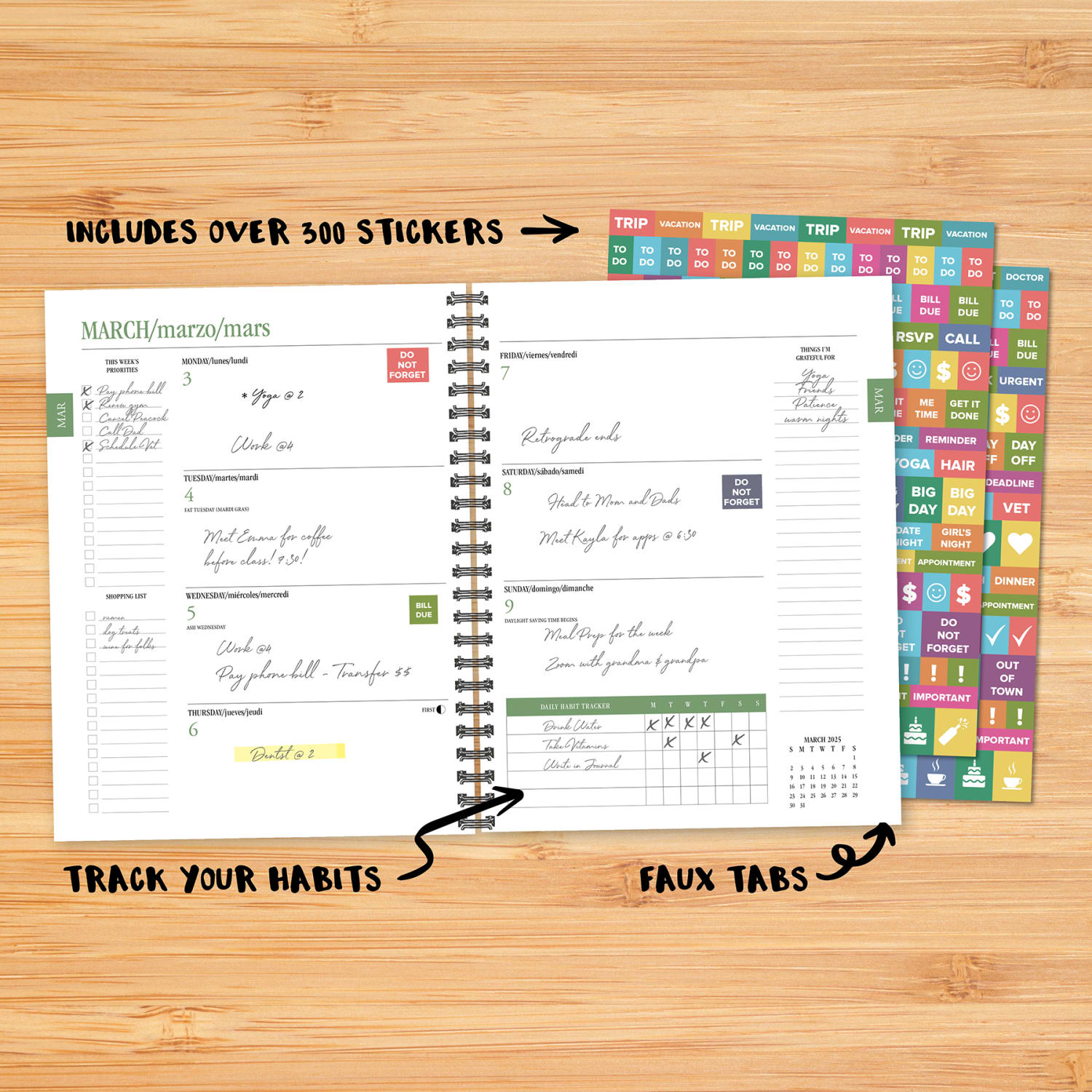 2025 Willow Creek Press Softcover Weekly/Monthly Planner, 6-1/2in x 8-1/2in, Moon And Flora, January To December, 48863 - Image 3
