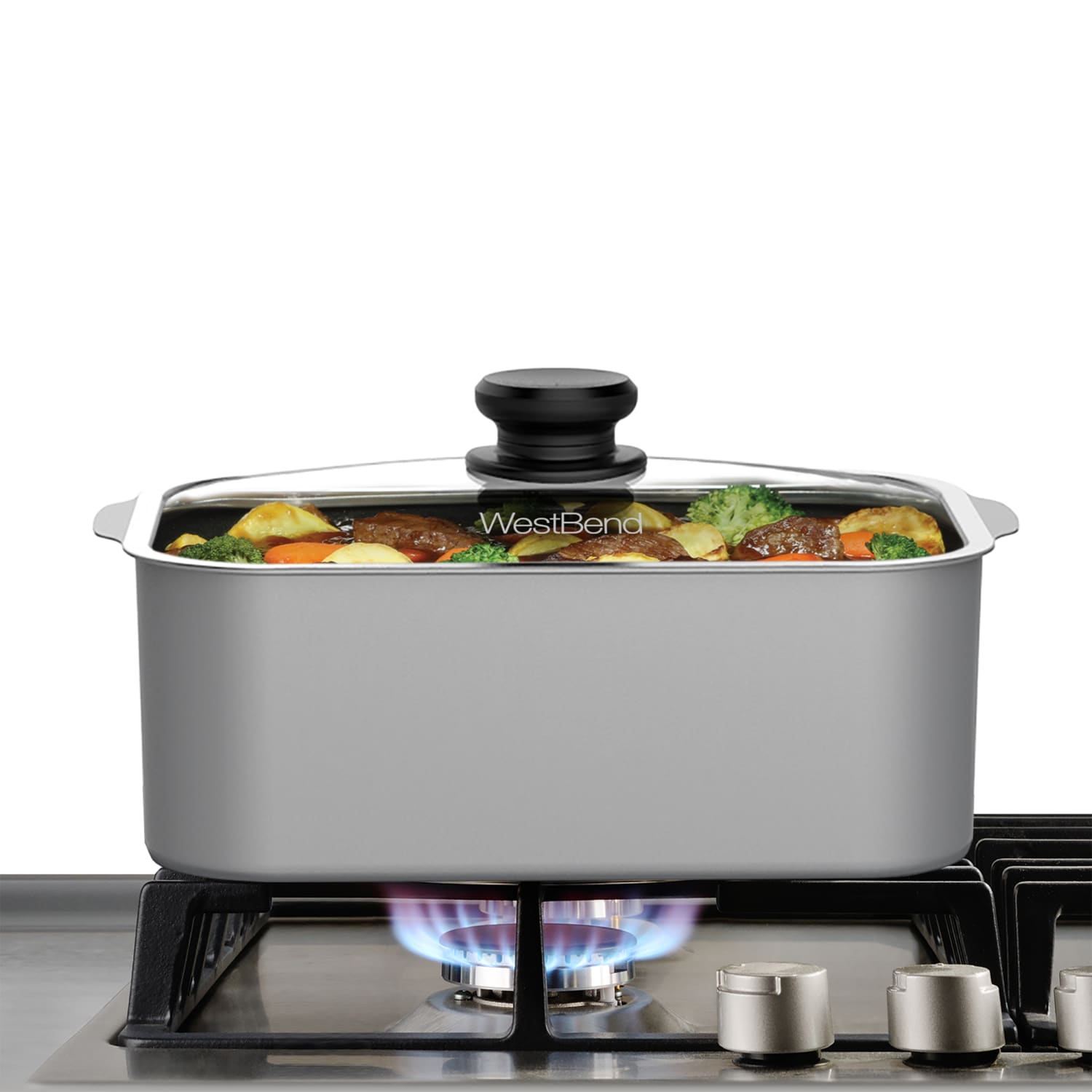 West Bend 5-Quart Oblong Slow Cooker, Silver - Image 3