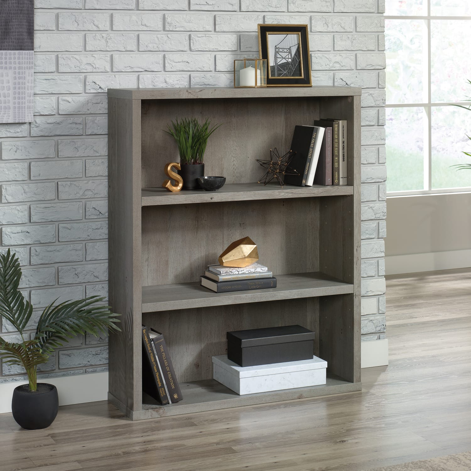 Sauder Optimum 45inH 3-Shelf Bookcase, Mystic Oak - Image 6