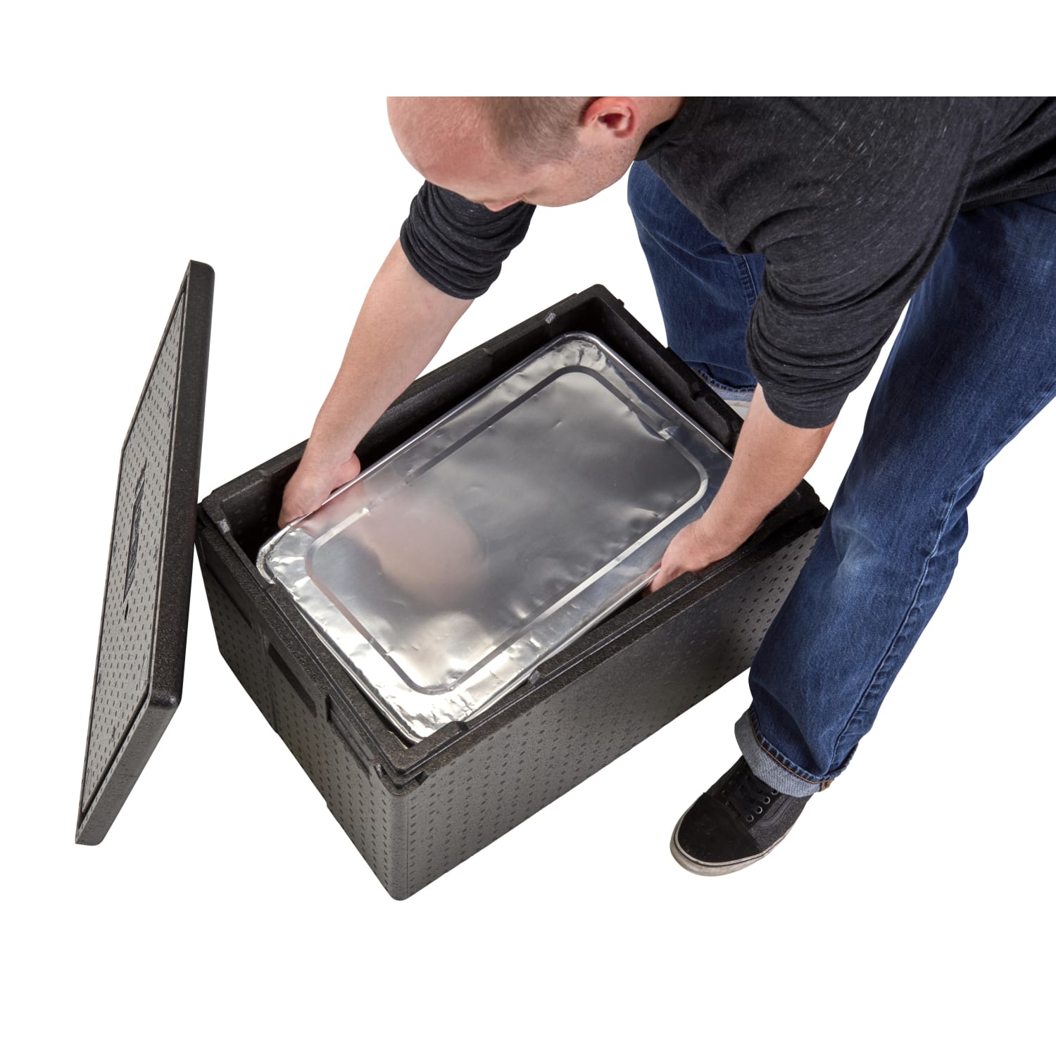 Cambro Cam GoBox GN 1/1 Extra-Large Top Loading Food Transporter, 15-7/16inH x 17inW x 24inD, Black - Image 4