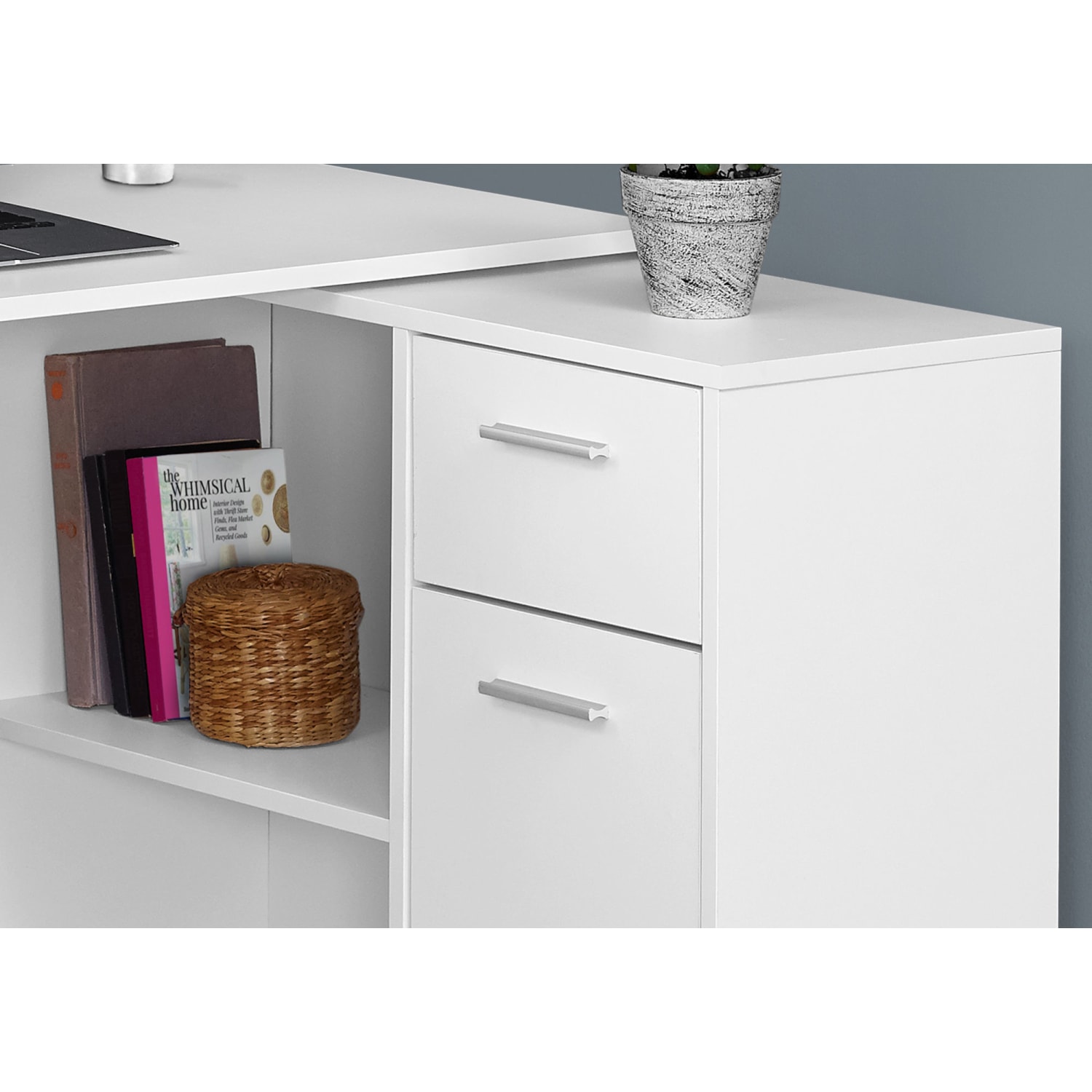 Monarch Specialties 46inW Corner Desk With Storage Cabinet, White - Image 4