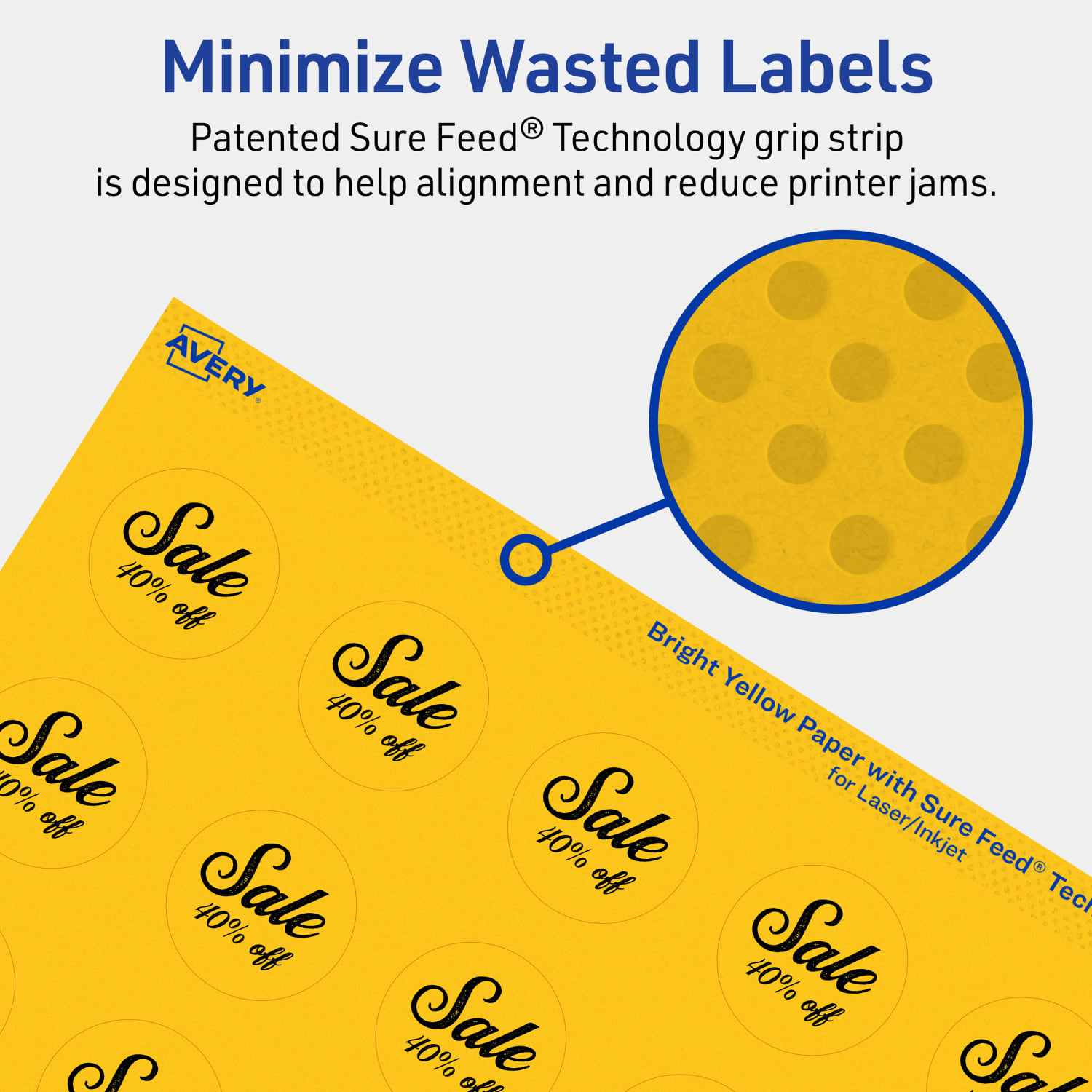 Avery Print-To-The-Edge Labels With Sure Feed Technology And Easy Peel Label Feature, 94505-BYP20, Round, 1-1/4in, Matte Bright Yellow, Pack of 600 - Image 5