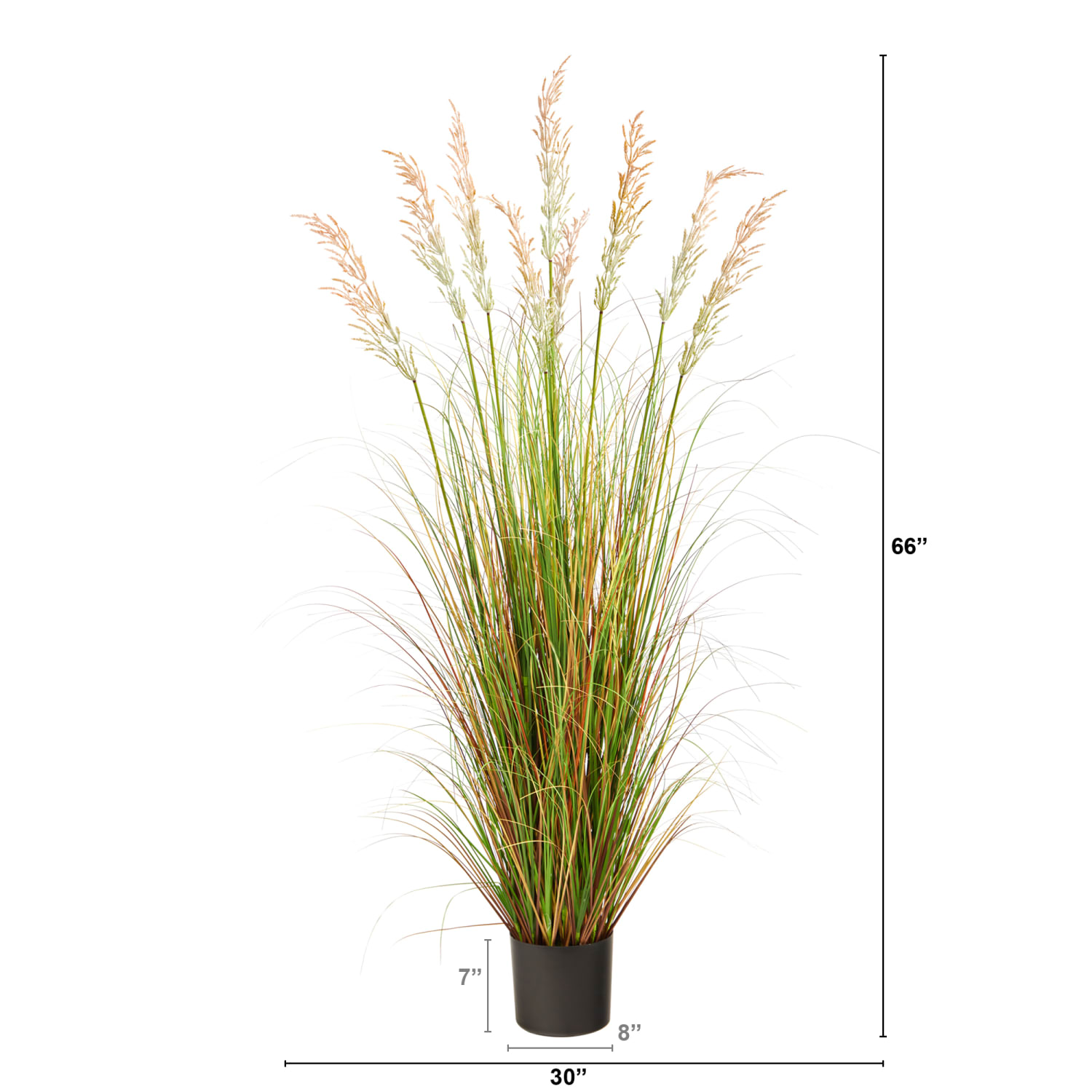 Nearly Natural Plume Grass 66inH Artificial Plant With Planter, 66inH x 30inW x 30inD, Green/Black - Image 3