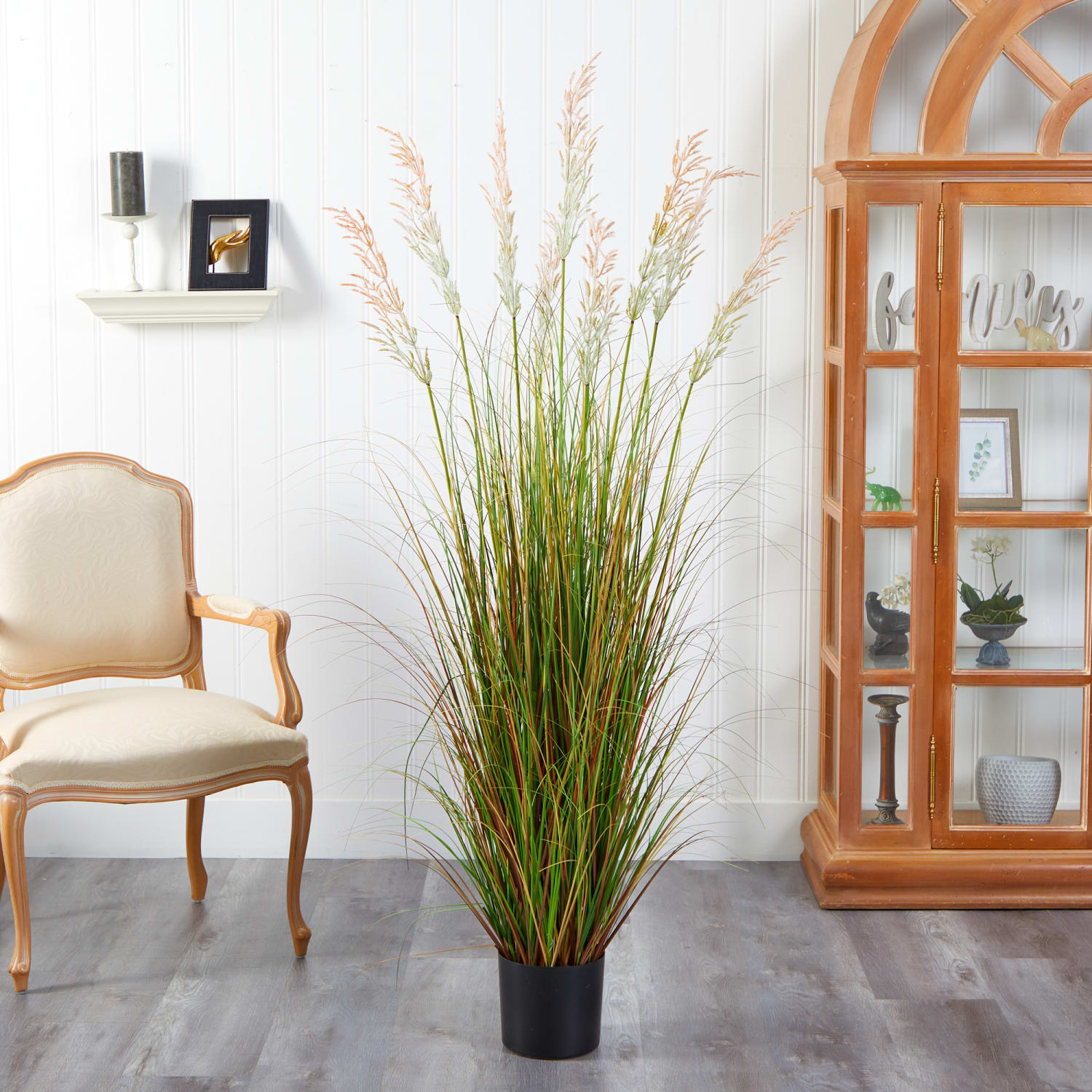 Nearly Natural Plume Grass 66inH Artificial Plant With Planter, 66inH x 30inW x 30inD, Green/Black - Image 4