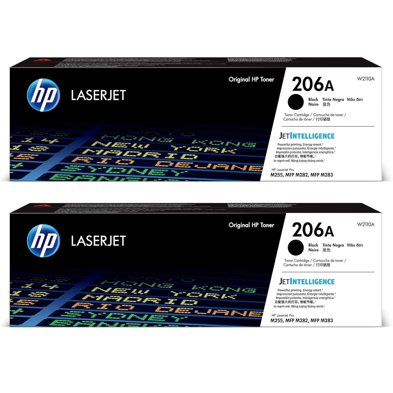 HP 206A Black Toner Cartridges, W2110AD1, Total Qty 2