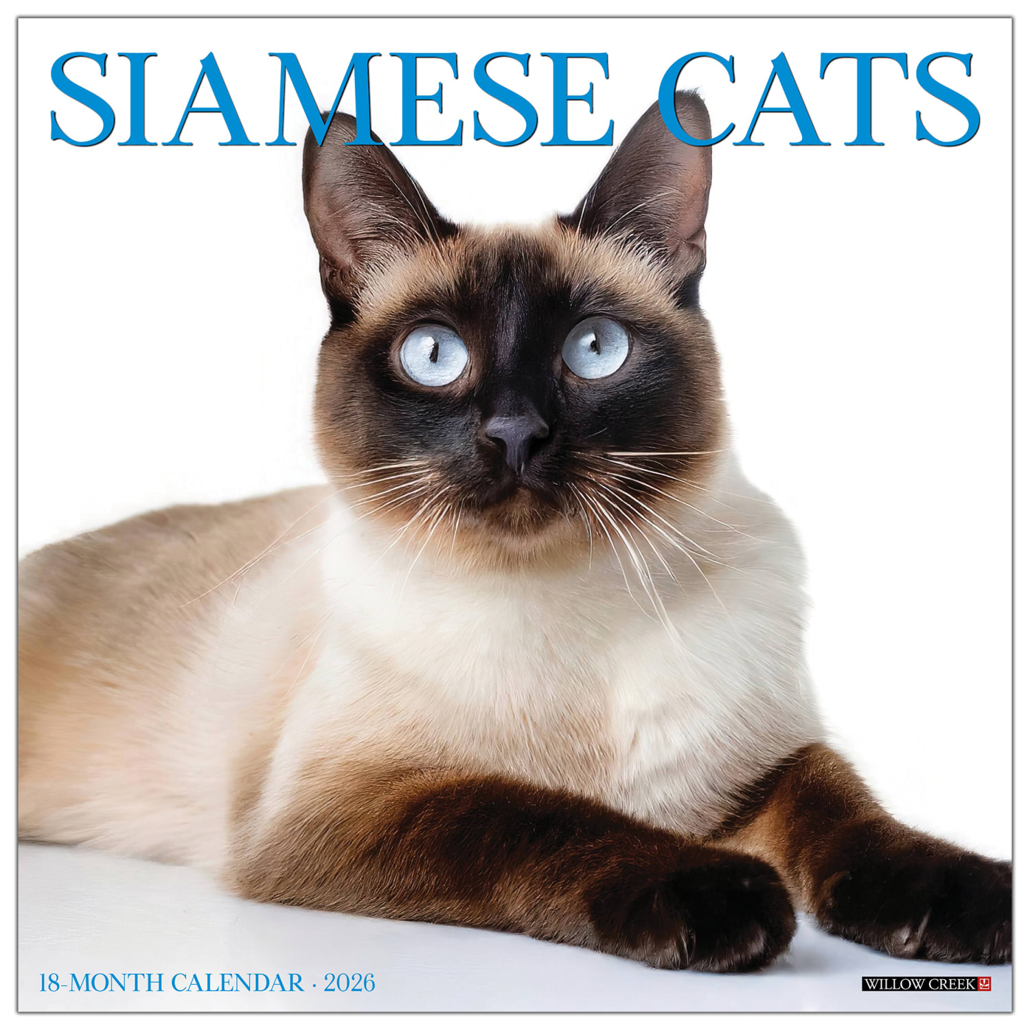 2026 Willow Creek Press Animals Monthly Wall Calendar, 12in x 12in, Siamese Cats, January To December, 52785