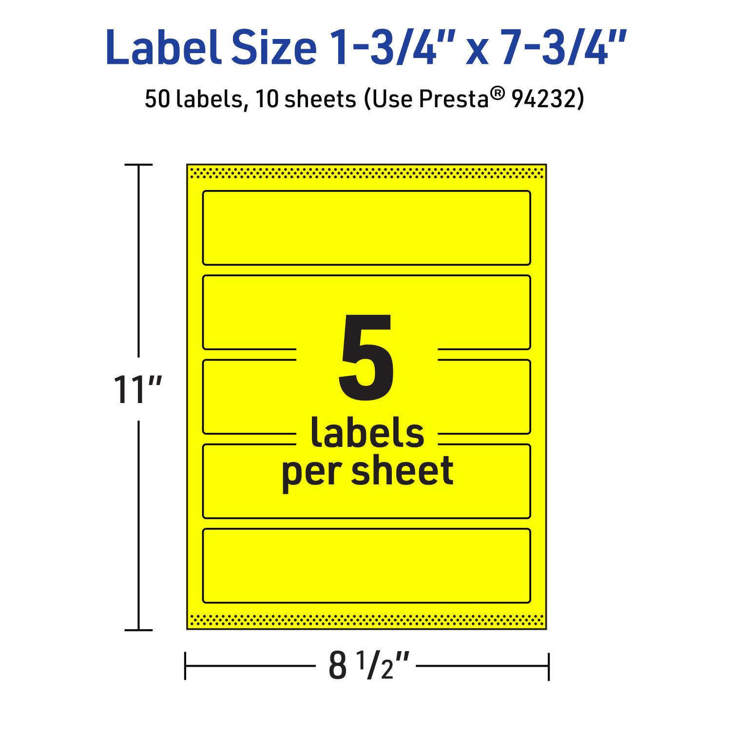 Avery Print-To-The-Edge Labels With Sure Feed Technology, 94232-NYP10, Rectangle, 1-3/4in x 7-3/4in, Matte Neon Yellow, Pack of 50 - Image 6