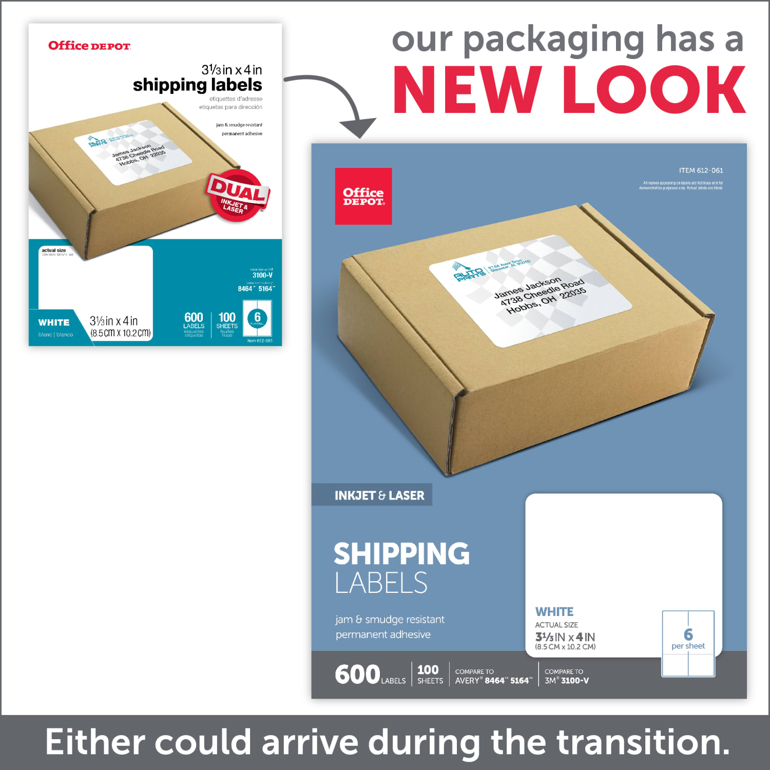 Office Depot Brand Inkjet/Laser Shipping Labels, Rectangle, 3 1/3in x 4in, White, Pack Of 600 - Image 5