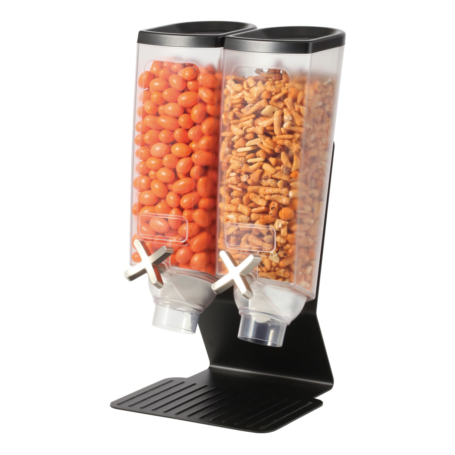 Rosseto Serving Solutions EZ-PRO Dry Food Dispensers, Dual Container, Tabletop Stand, Candy, 256 Oz, Matte Black