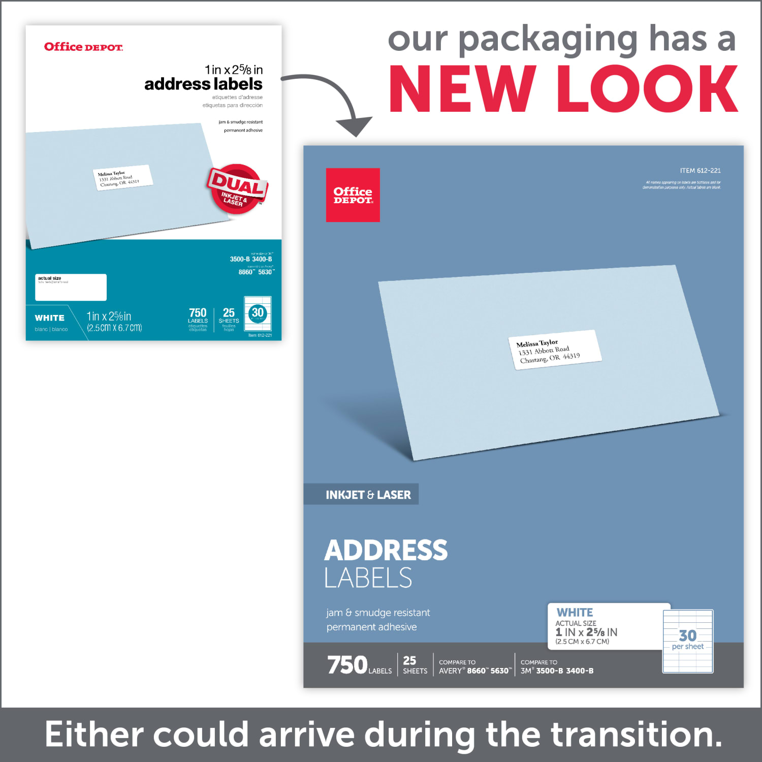 Office Depot Brand Inkjet/Laser Address Labels, Rectangle, 1in x 2 5/8in, White, Pack Of 750 - Image 5