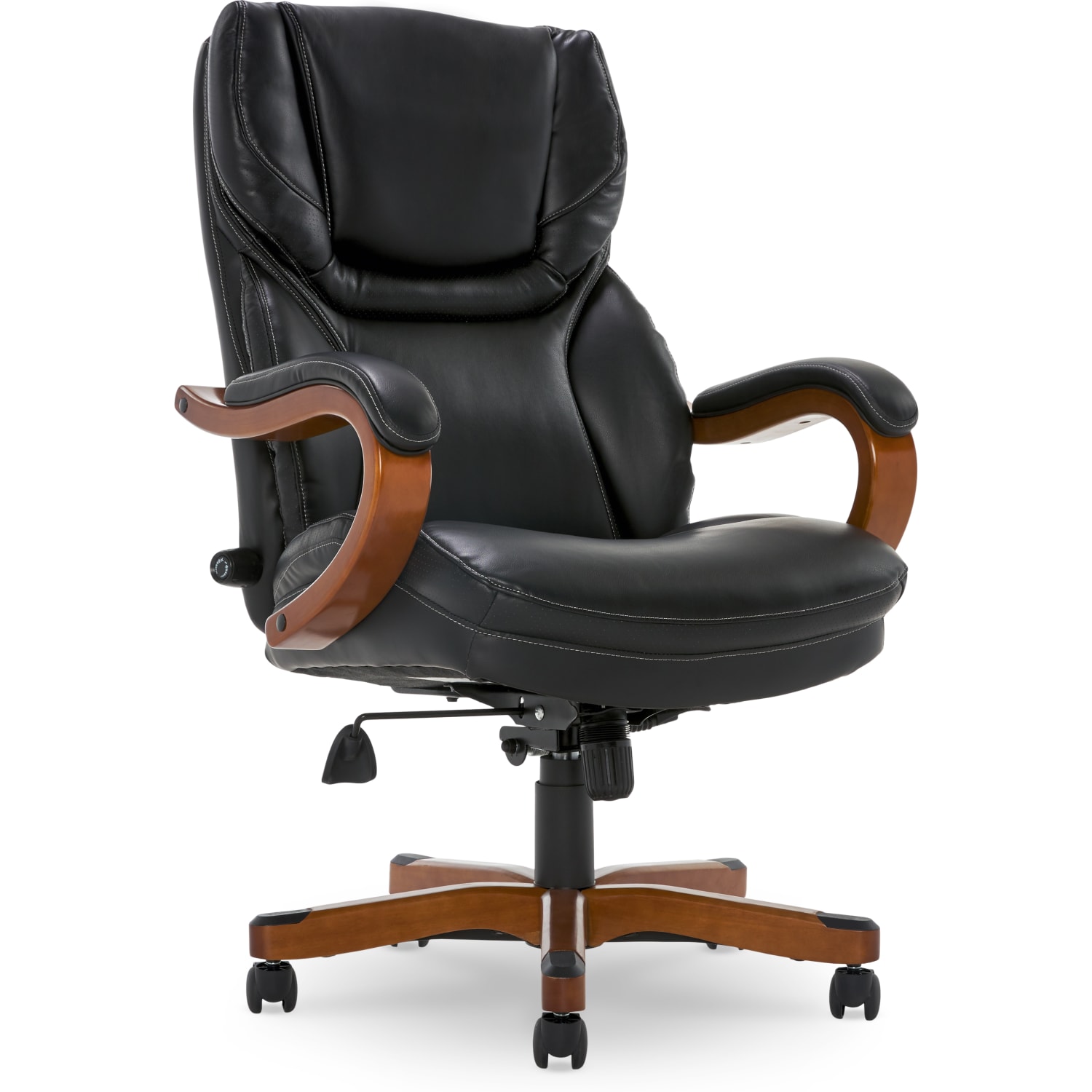 Serta Conway Big & Tall Bonded Leather High-Back Office Chair, Black/Dark Redwood