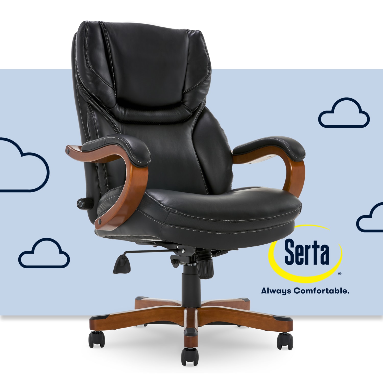 Serta Conway Big Tall Bonded Leather HighBack Office Chair BlackDark Redwood PopularChairscom Serta Conway Big Tall Bonded Leather High Back Office Chair BlackDark Redwood PopularChairscom