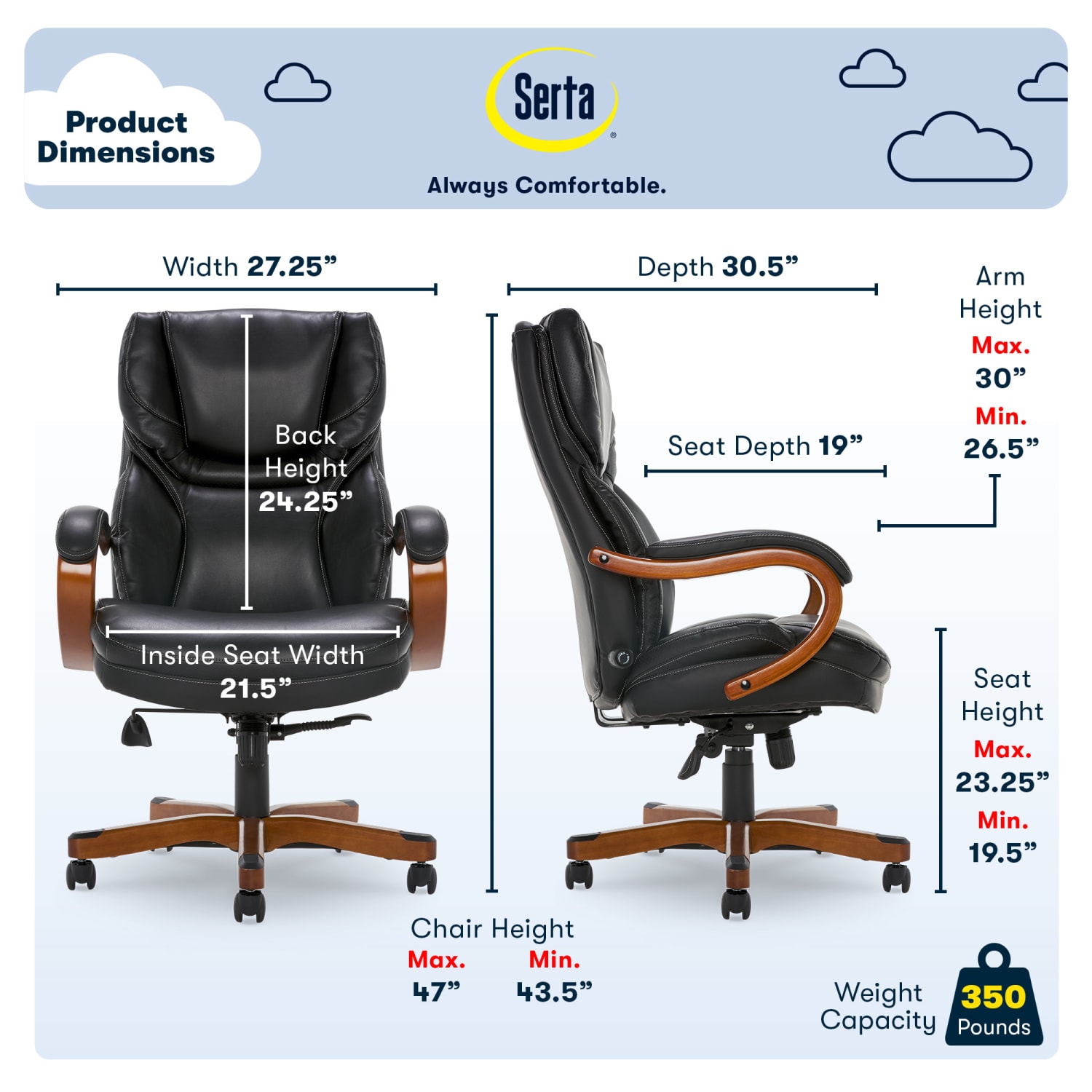 Serta Conway Big Tall Bonded Leather HighBack Office Chair BlackDark Redwood PopularChairscom Serta Conway Big Tall Bonded Leather High Back Office Chair BlackDark Redwood PopularChairscom
