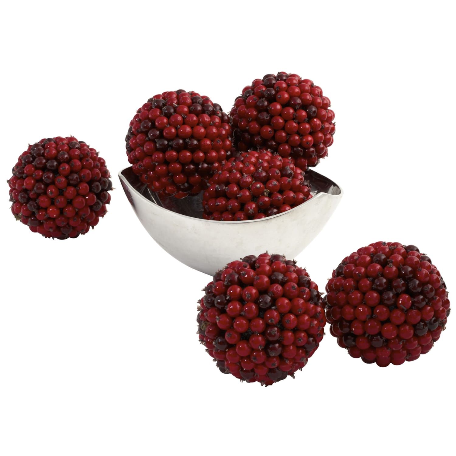 Nearly Natural Plastic Berry Balls, Red, 4-1/2in, Set Of 6 Balls
