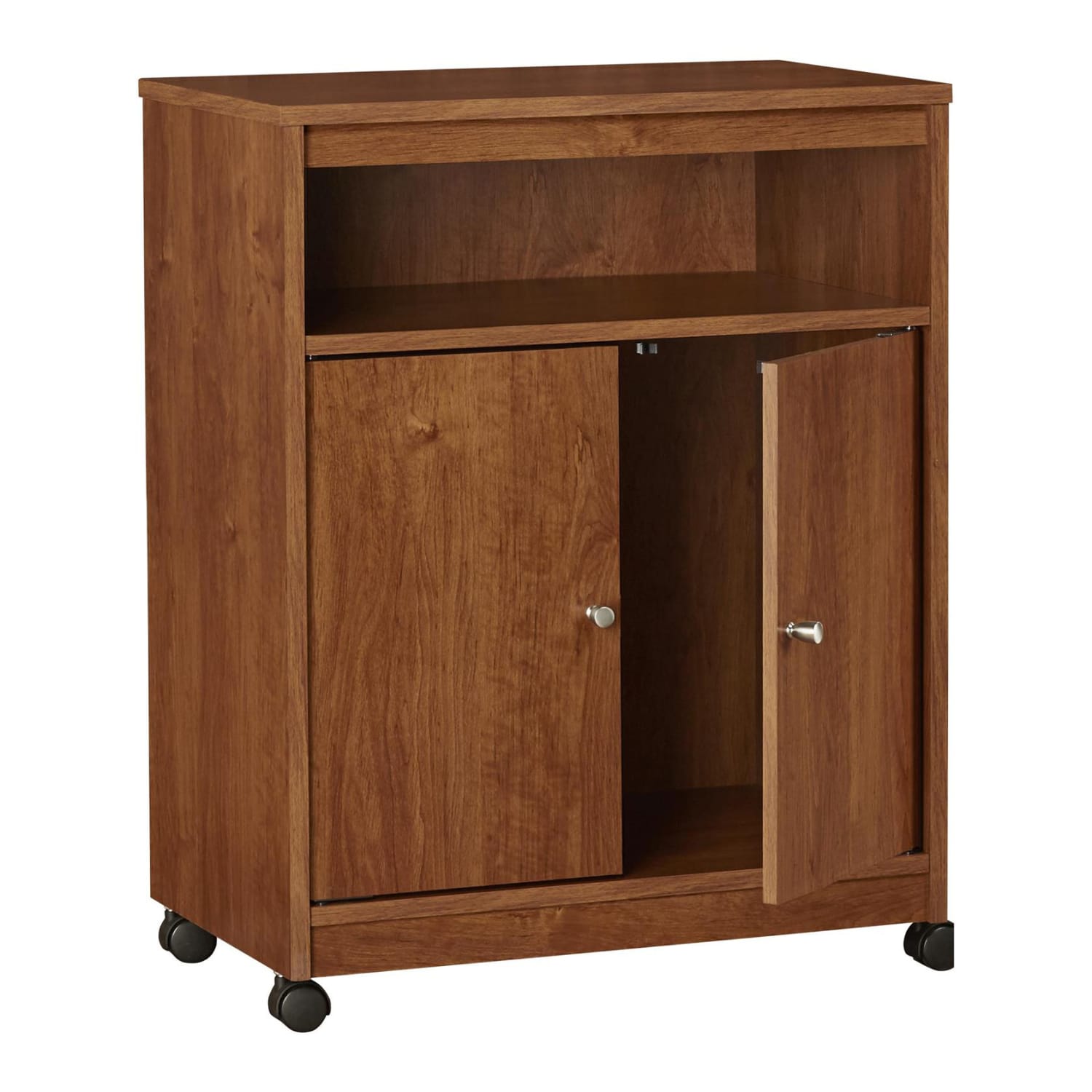 Ameriwood Home Landry Microwave Cart, With Cabinet, 30inH x 23inW x 15inD, Bank Alder - Image 3
