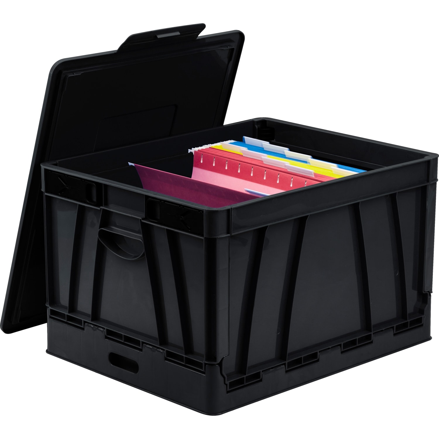 Storex Collapsible Storage File Storage Crate, Medium Size, Black - Image 5