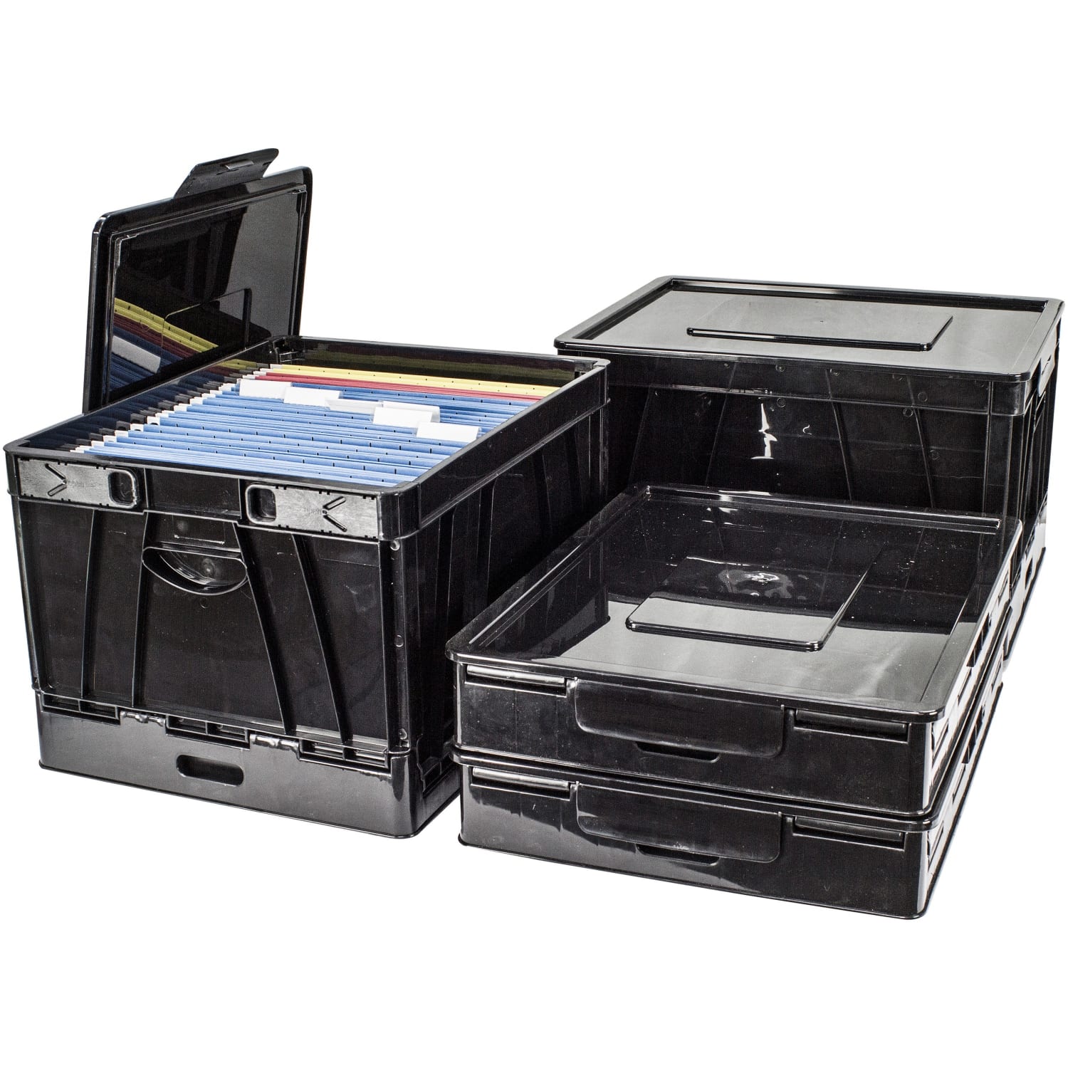 Storex Collapsible Storage File Storage Crate, Medium Size, Black - Image 6