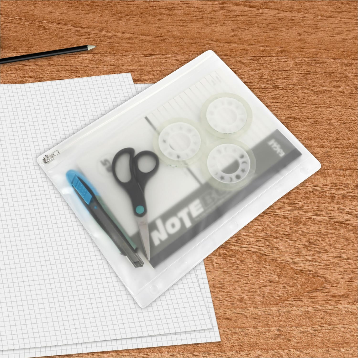 Business Source Punched Economy Binder Pocket - 10in Height x 8in Width - 7 x Holes - Ring Binder - Clear - Plastic - 24 / Box - Image 6