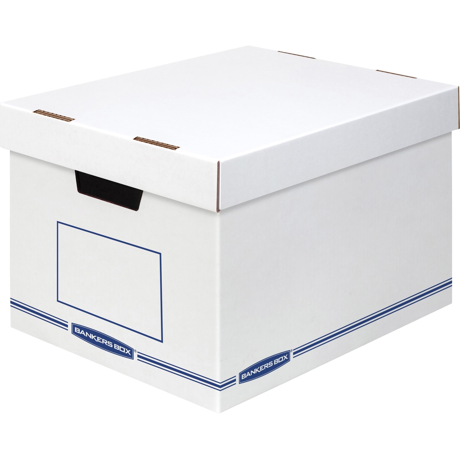 Fellowes Organizers Storage Boxes - External Dimensions: 12.8inx 16.5in Depth x 10.5in - Medium Duty - Single/Double Wall - Stackable - White, Blue -