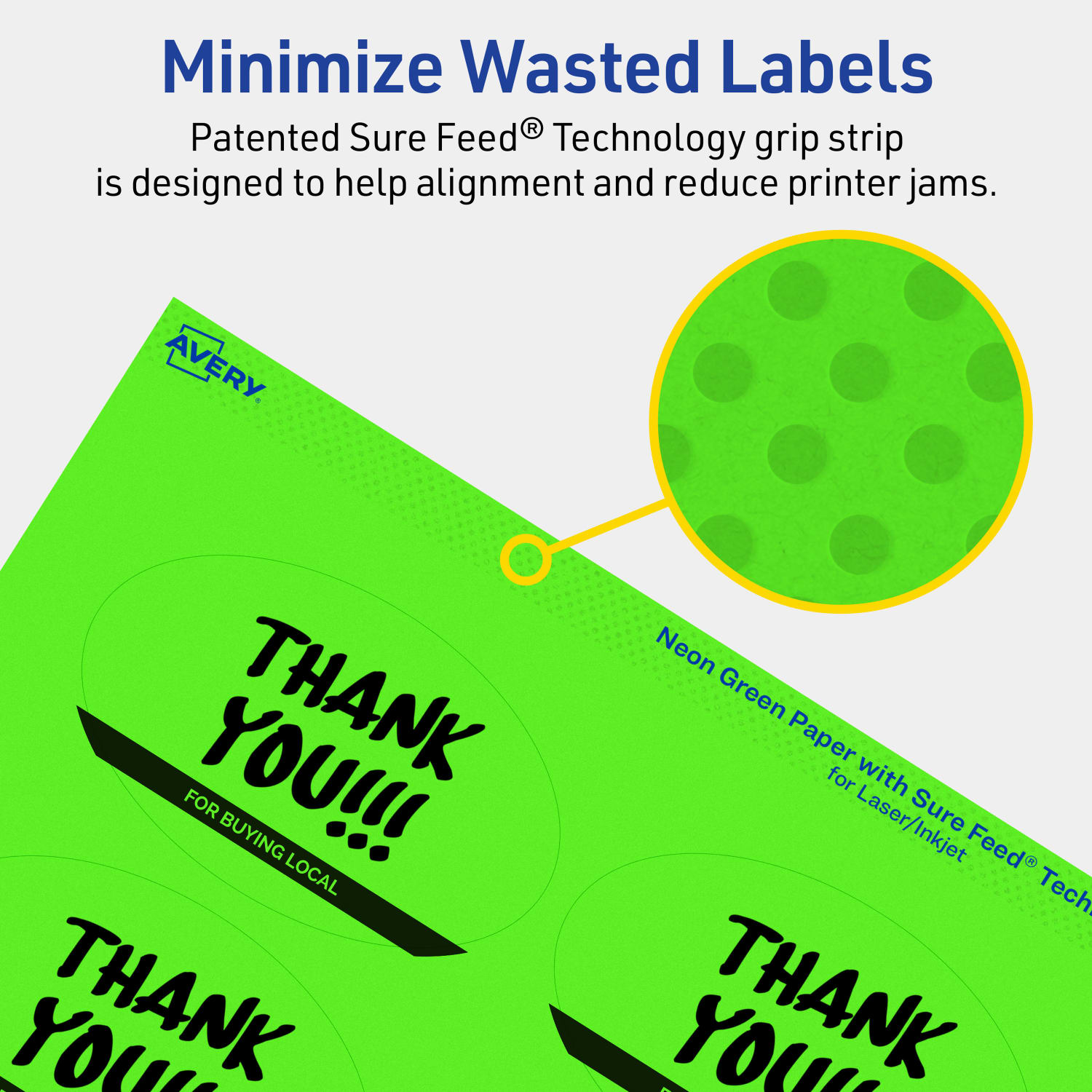 Avery Print-To-The-Edge Labels With Sure Feed Technology And Easy Peel Label Feature, 94056-NGP40, Oval, 2in x 3-1/3in, Matte Neon Green, Pack of 320 - Image 5