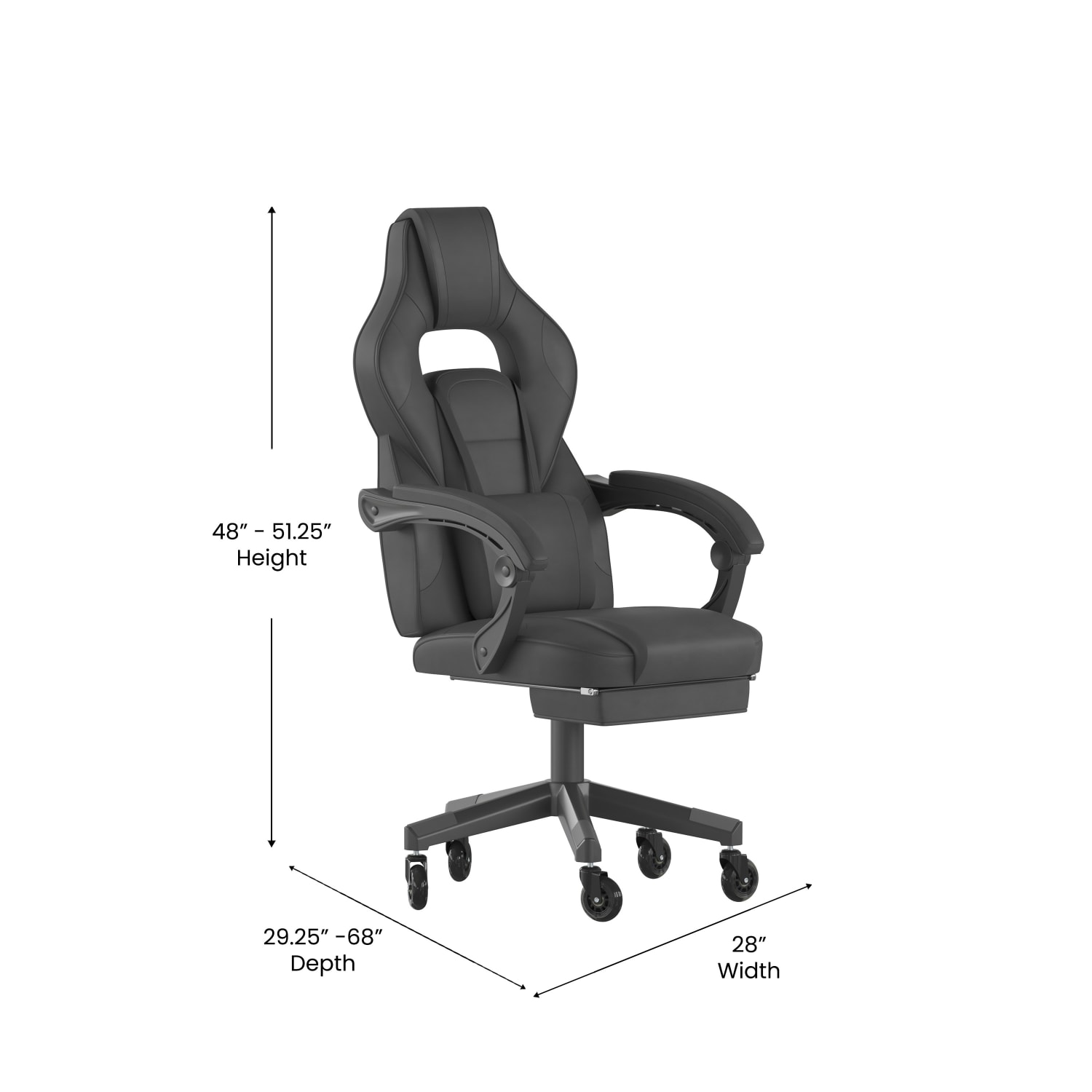 Flash Furniture X40 Ergonomic Faux Leather Racing Computer Gaming Chair Black PopularChairscom