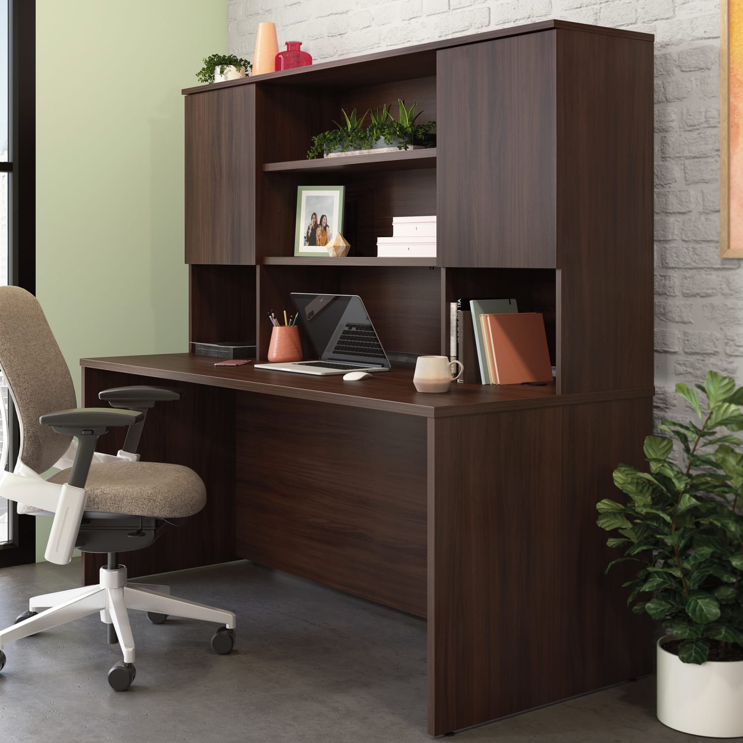 Sauder Affirm 72inW Storage Hutch, Noble Elm - Image 5