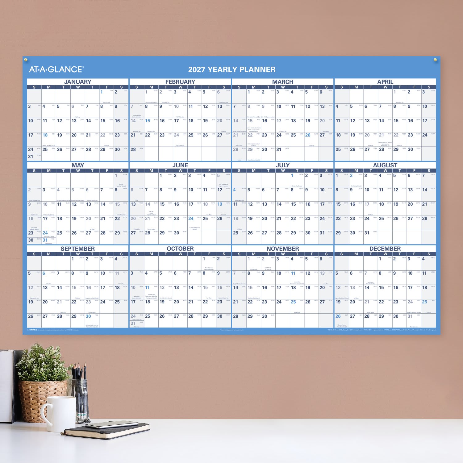 AT-A-GLANCE 2027 Horizontal Reversible Erasable Yearly Wall Calendar, Extra Large, 48in x 32in - Image 4