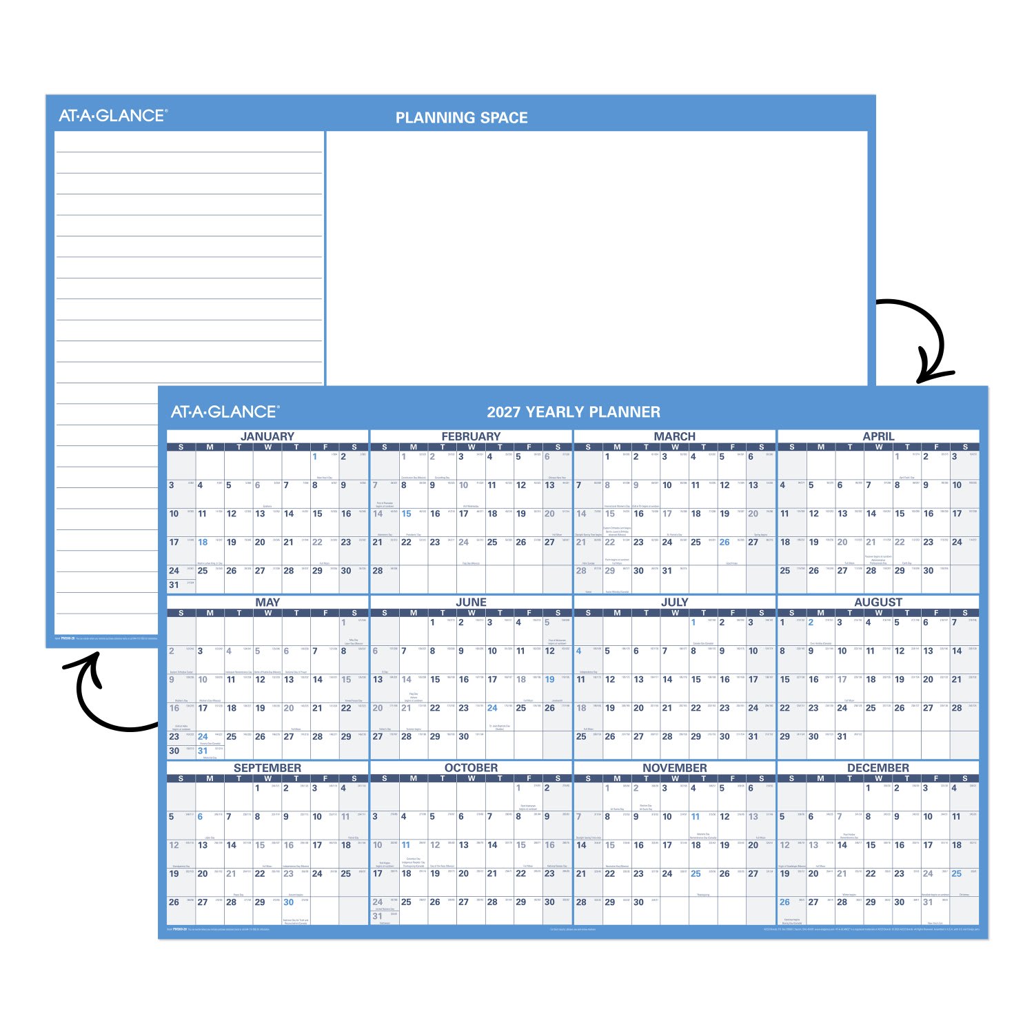 AT-A-GLANCE 2027 Horizontal Reversible Erasable Yearly Wall Calendar, Extra Large, 48in x 32in - Image 5