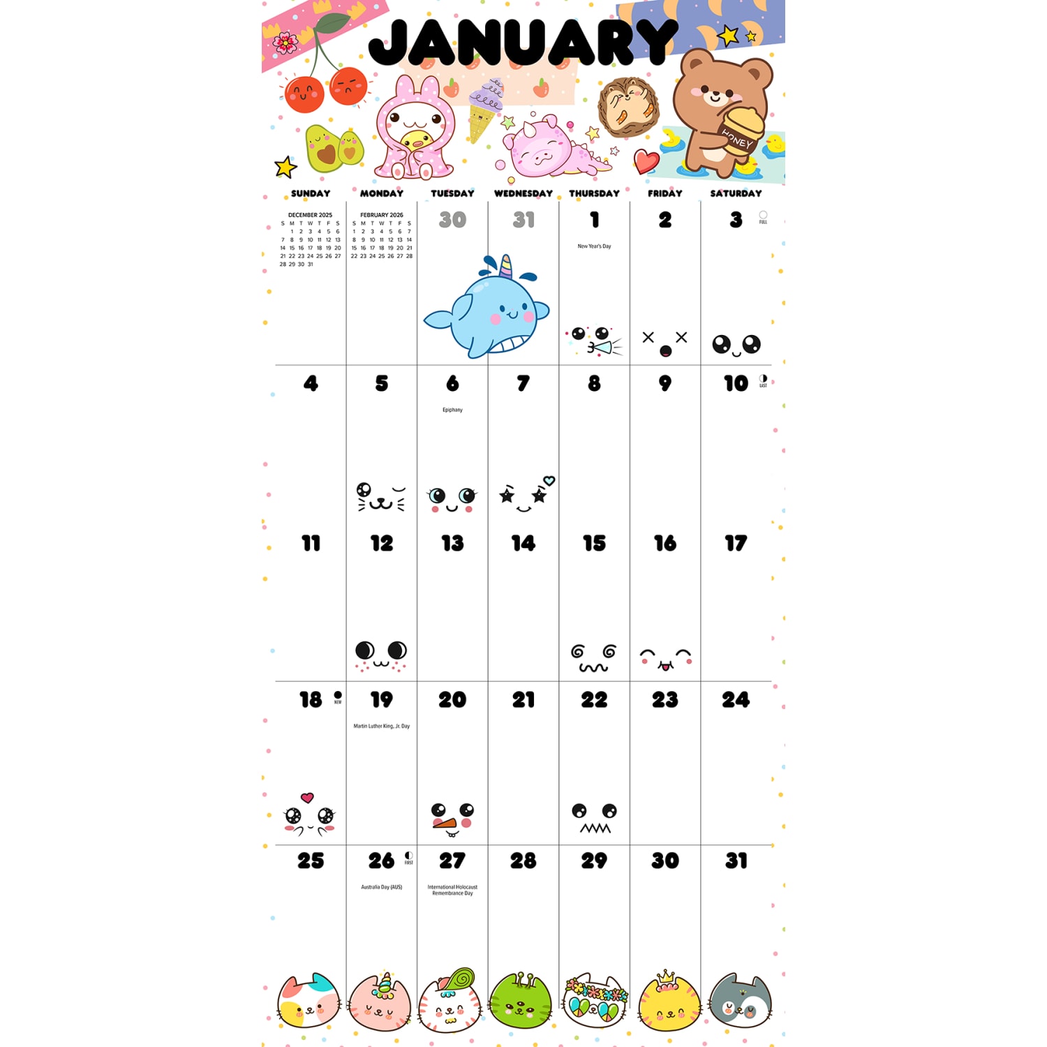 2026 Willow Creek Press Art & Design Monthly Wall Calendar, 12in x 12in, Kawaii, January To December, 51665 - Image 3