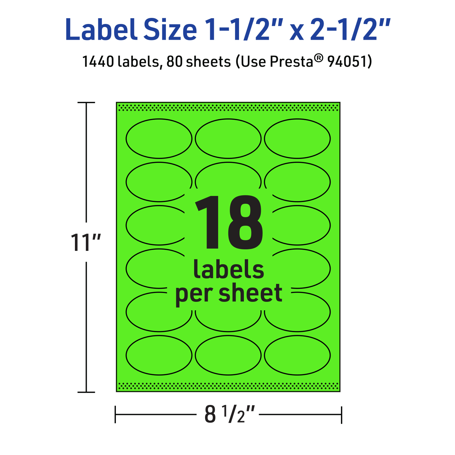 Avery Printable Labels With Sure Feed Technology, 94051-NGP80, Oval, 1-1/2in x 2-1/2in, Matte Neon Green, Pack of 1440 - Image 6