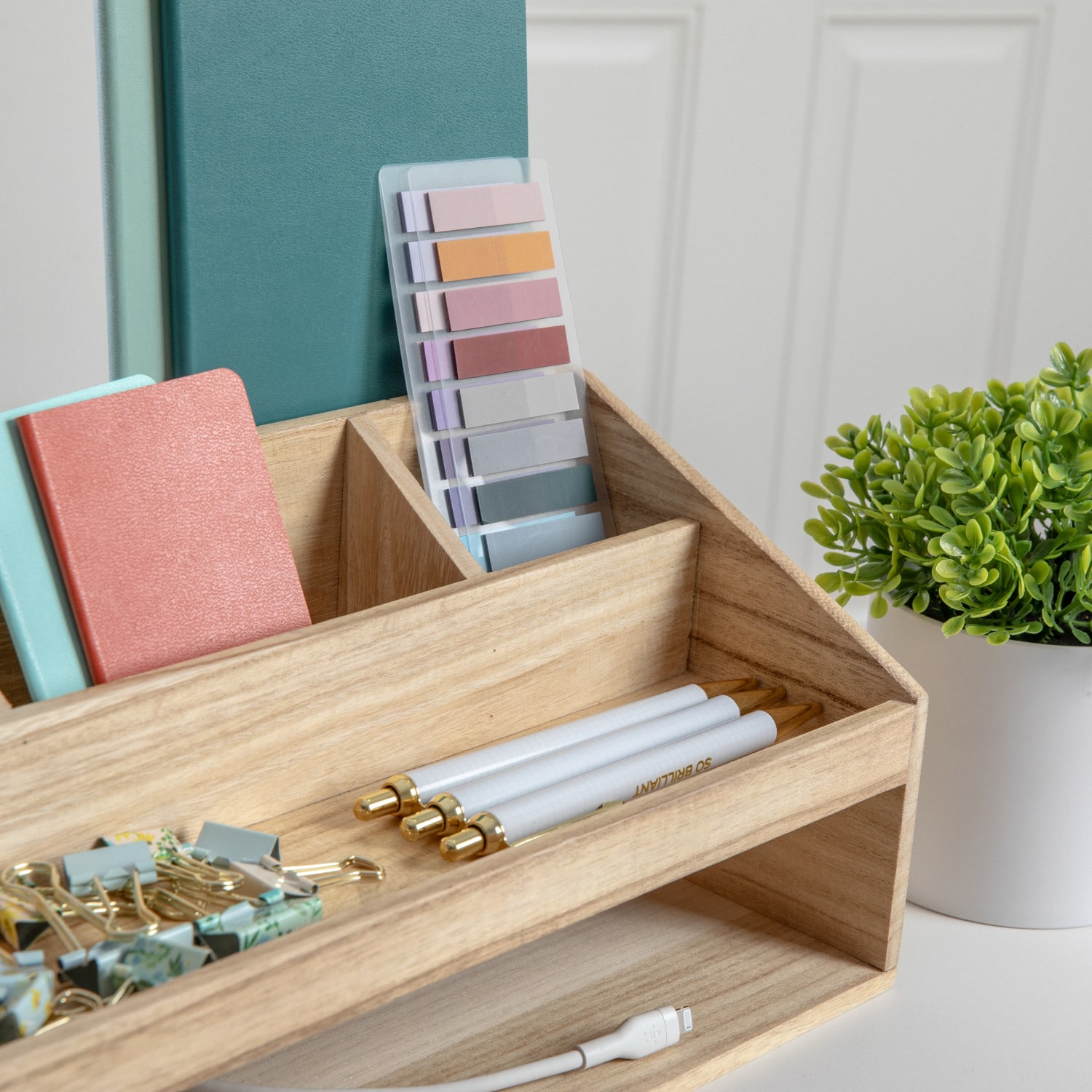 Martha Stewart Weston Office Desktop Organizer, 6inH x 12-1/2inW x 6-3/4inD, Light Natural - Image 6