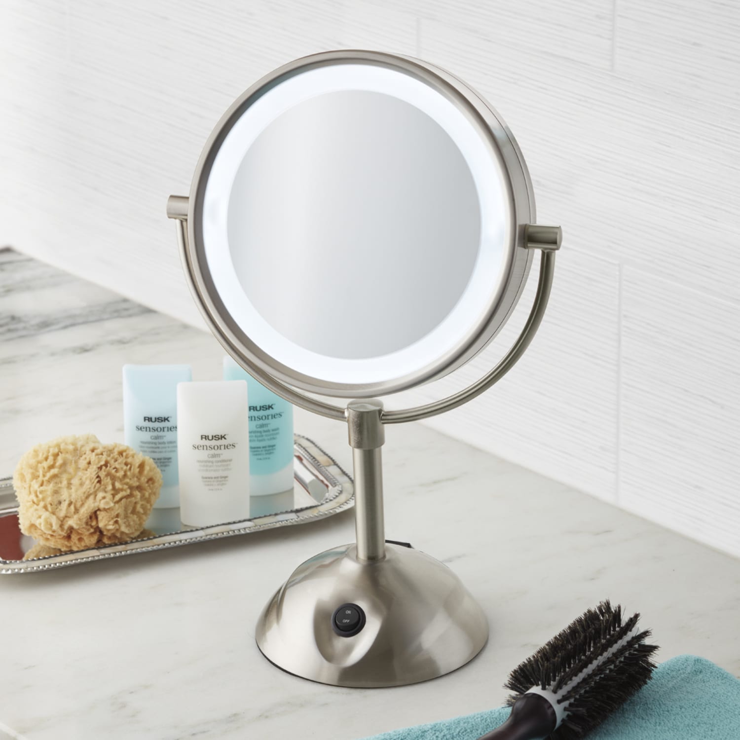 Conair 2-Sided LED-Lighted Vanity Mirrors, 6-1/2in x 11in, Satin Nickel, Total Qty 4 - Image 3