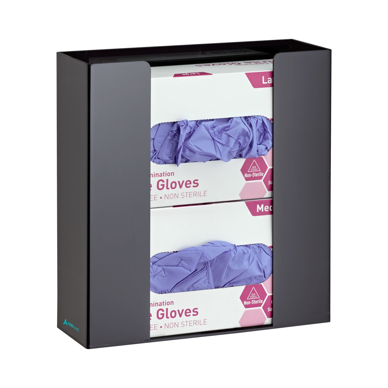 Alpine AdirMed Double Box Capacity Acrylic Glove Dispensers, 10-13/16inH x 10-1/4inW x 3-1/2inD, Black, Pack Of 2 Dispensers - Image 4