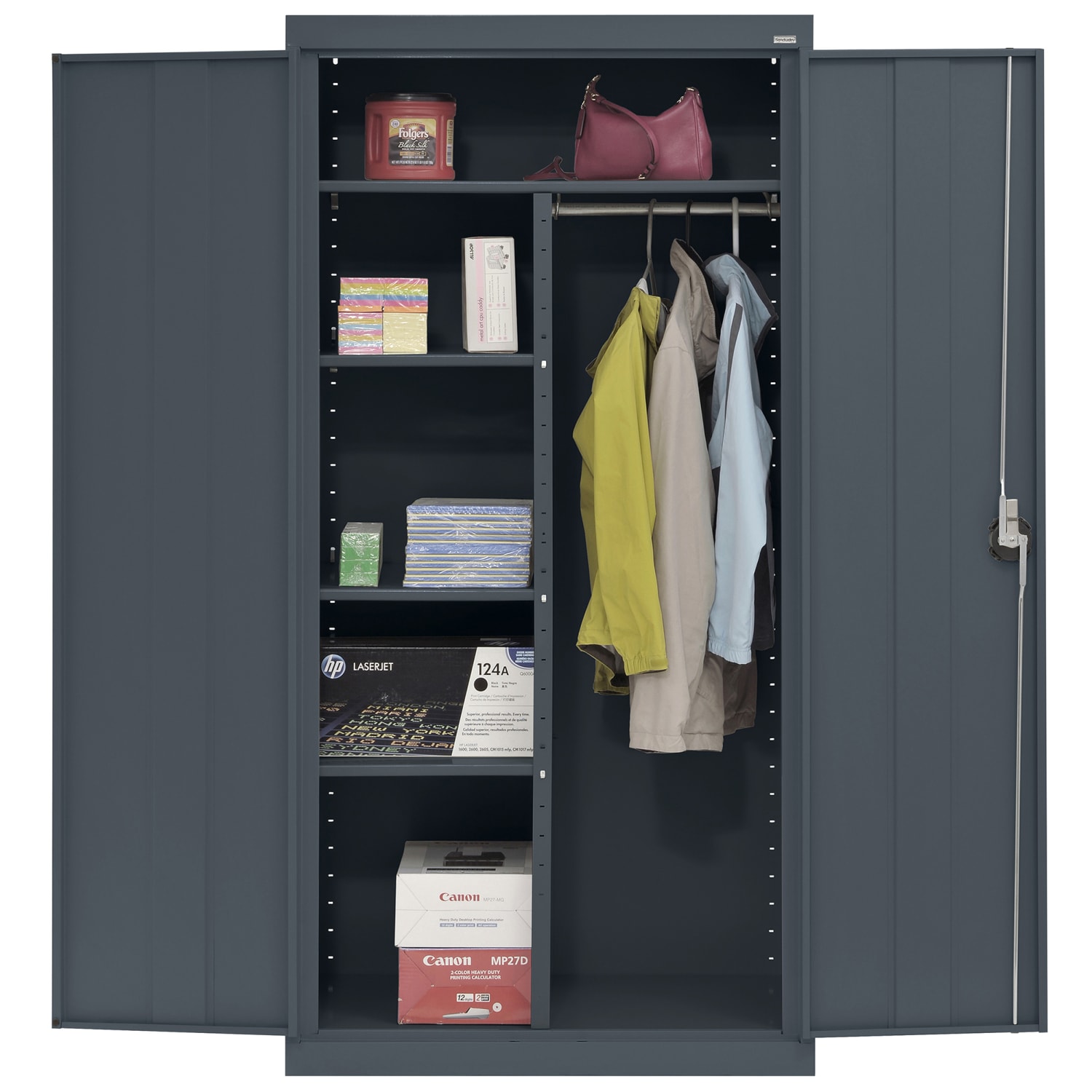 Sandusky Elite Series 36inW Heavy-Duty Assembled Combination Storage Cabinet, Charcoal - Image 3