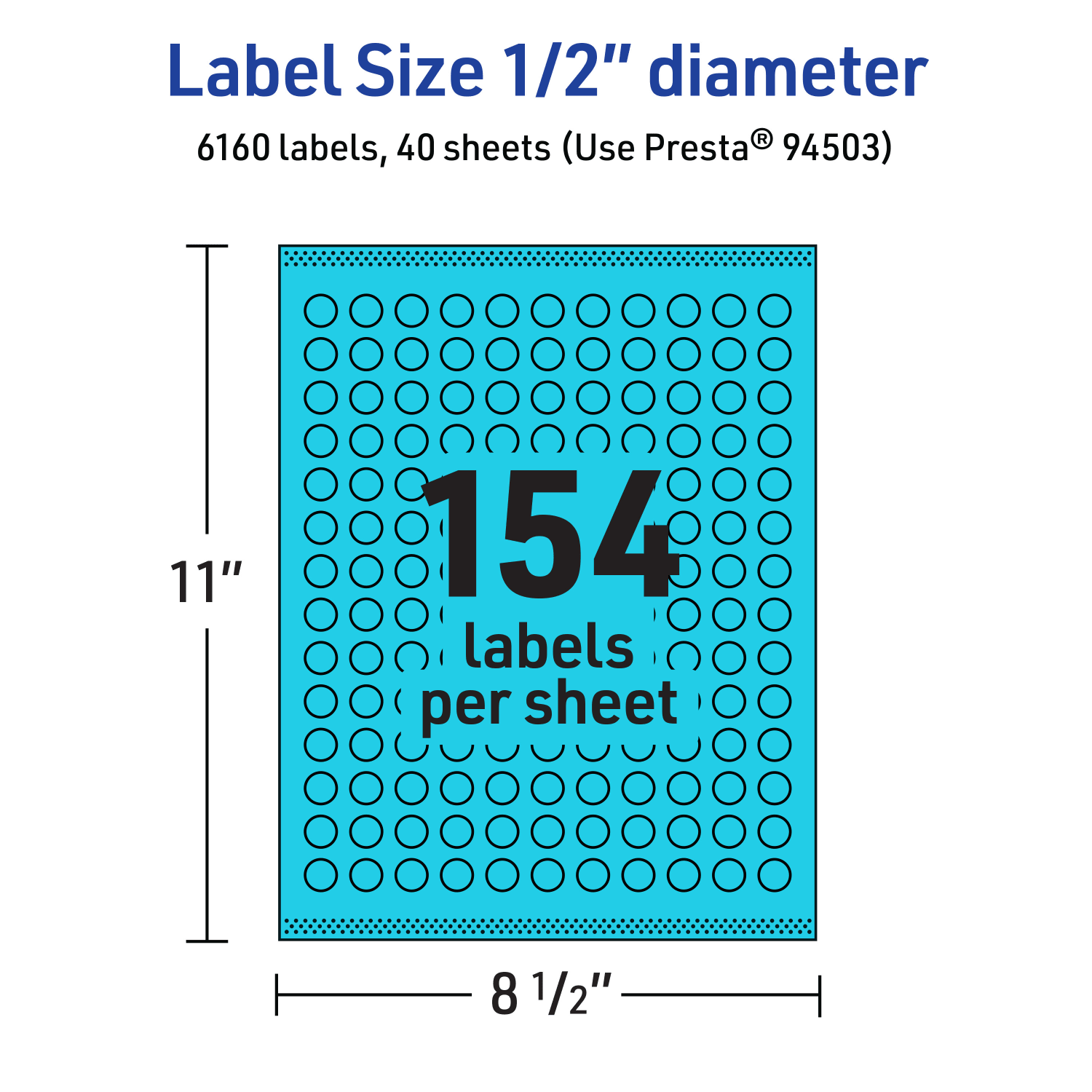 Avery Print-To-The-Edge Labels With Sure Feed Technology And Easy Peel Label Feature, 94503-BBP40, Round, 1/2in, Matte Bright Blue, Pack of 6160 - Image 6