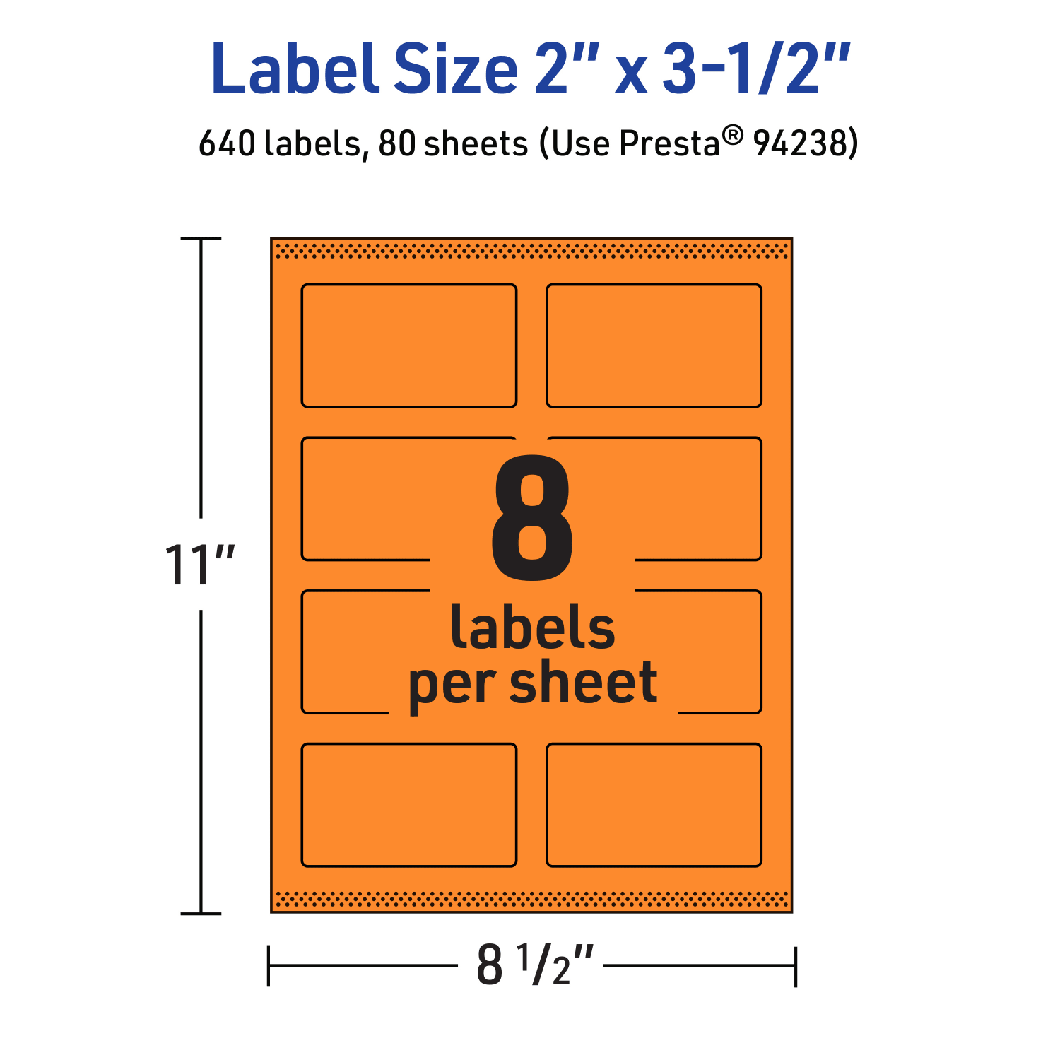 Avery Print-To-The-Edge Labels With Sure Feed Technology And Easy Peel, 94238-BOP80, Rectangle, 2in x 3-1/2in, Matte Bright Orange, Pack of 640 - Image 6