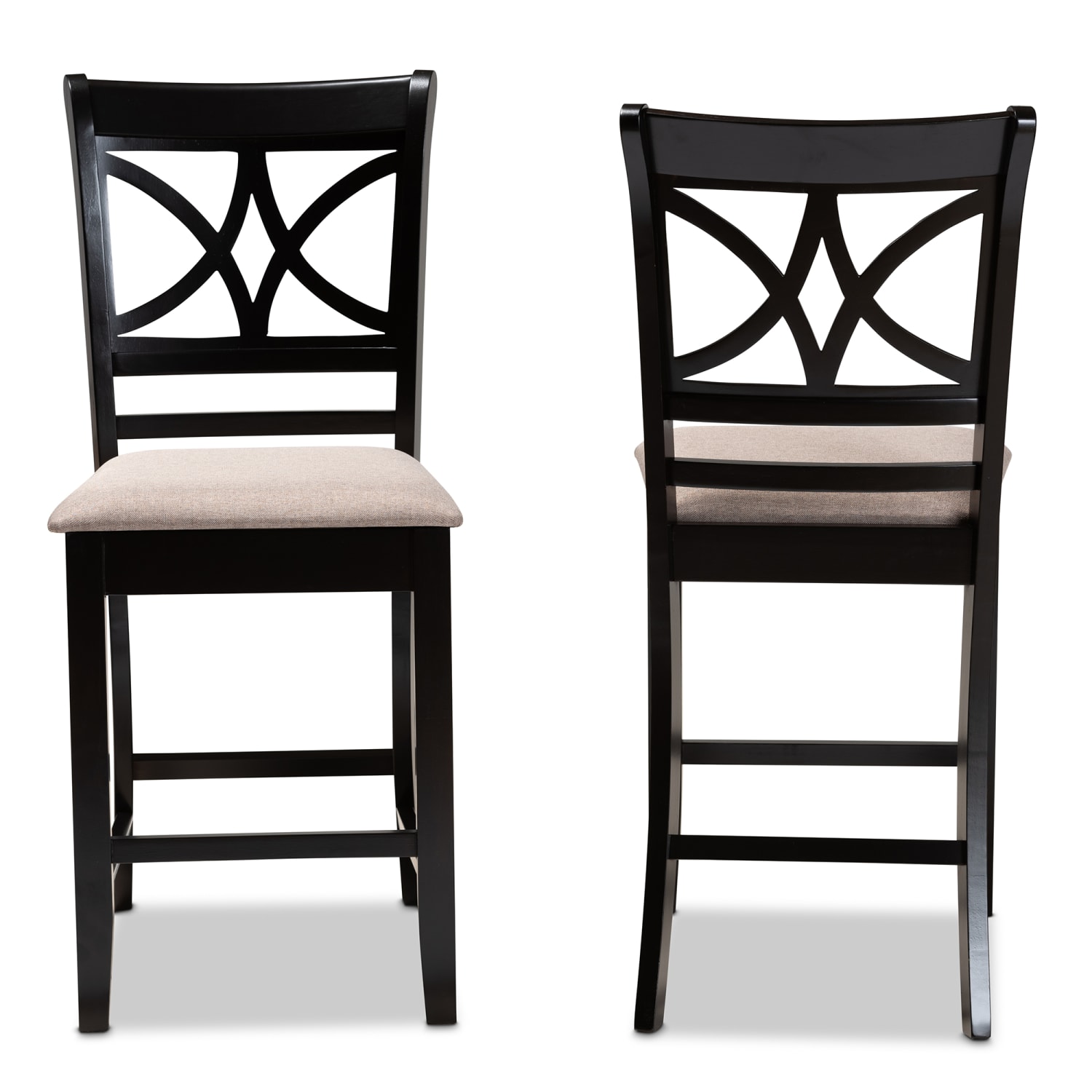 Baxton Studio Chandler Counter Stools, Sand/Espresso Brown, Set Of 2 Stools - Image 3