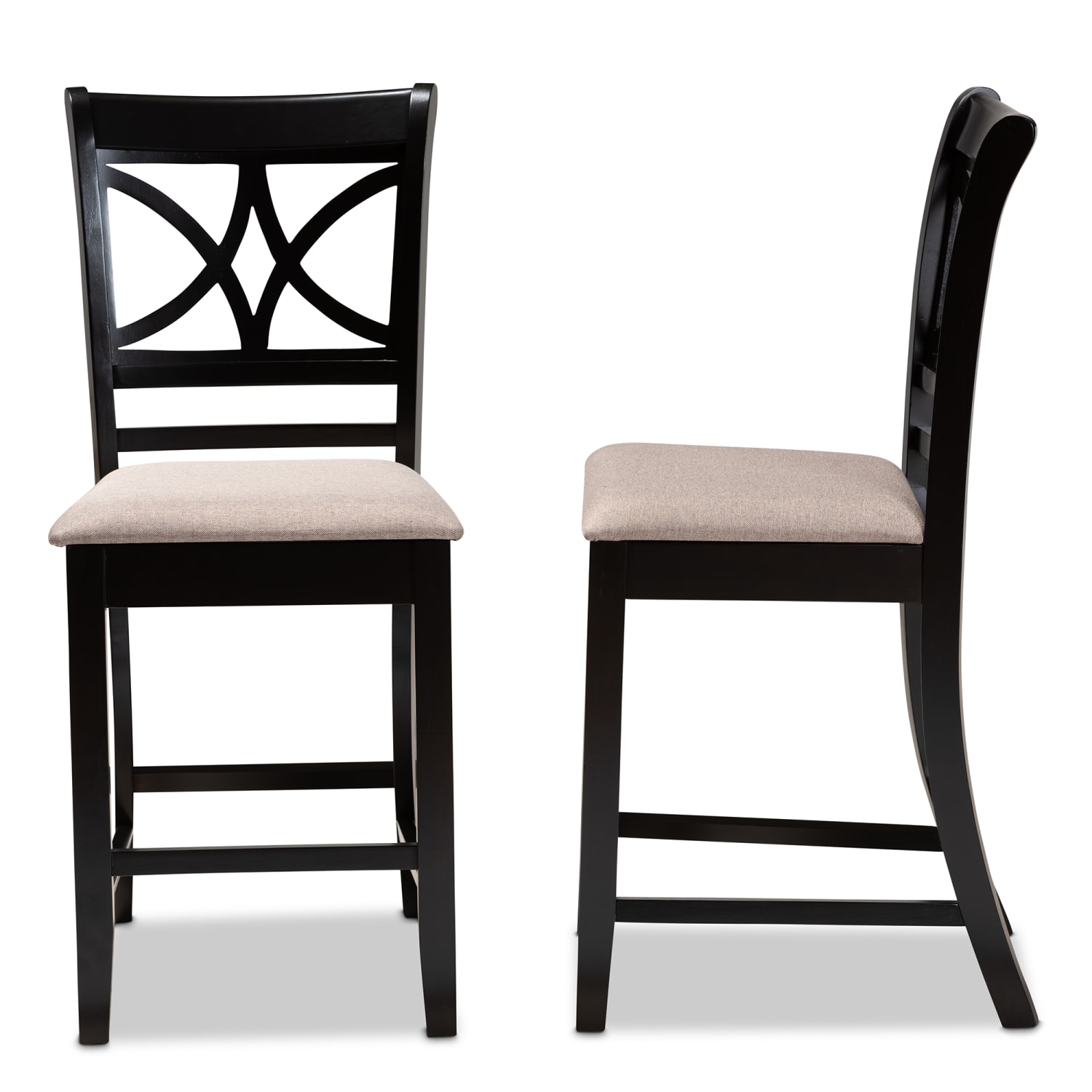 Baxton Studio Chandler Counter Stools, Sand/Espresso Brown, Set Of 2 Stools - Image 4