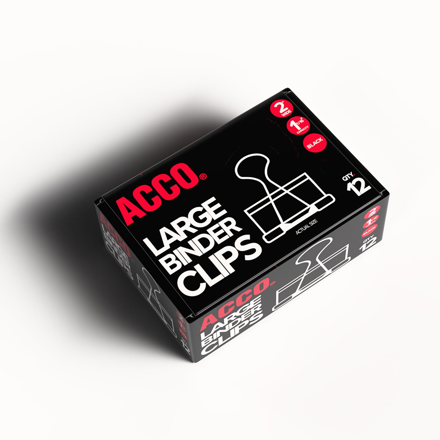 ACCO Binder Clips, Large, Black, Box Of 12 - Image 5