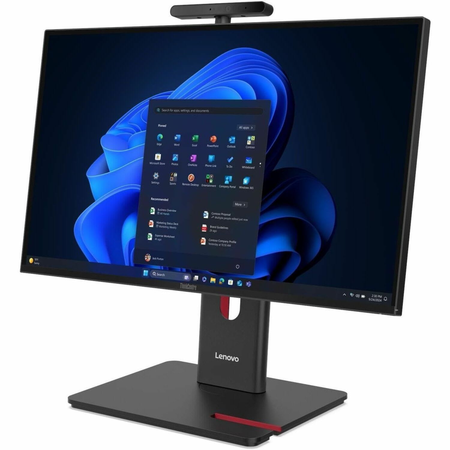 Lenovo ThinkCentre M90a Gen 6 13AT0006US All-in-One Computer, Intel Core Ultra 5 2nd Gen 225, 23.8in Full HD Touchscreen, Win Pro 11, Black