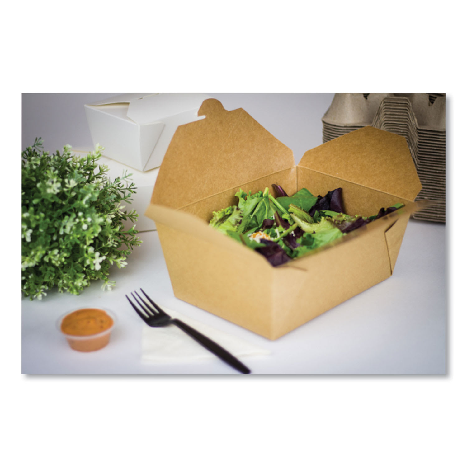 GEN Reclosable Paper Kraft Take-Out Boxes, 110 Oz, 3-1/2inH x 8-15/16inW x 6-11/16inD, Brown, Pack Of 160 Boxes - Image 4