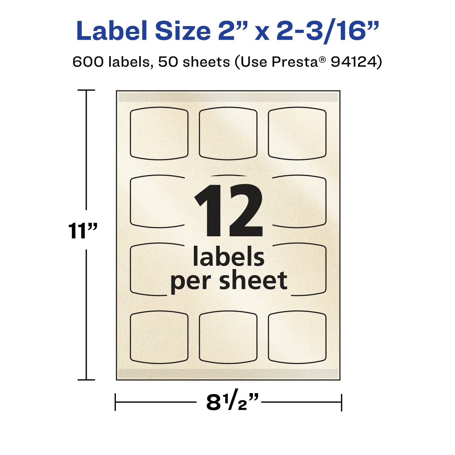 Avery Pearlized Permanent Labels With Sure Feed, 94124-PIP50, Arched Square, 2in x 2-3/16in, Ivory, Pack Of 600 Labels - Image 6