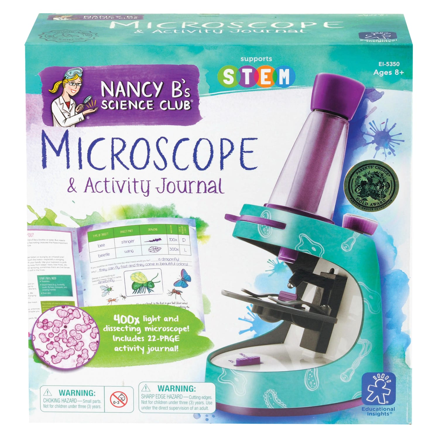 Educational Insights Nancy B's Science Club Microscope And Activity Journal Set, 9inH x 8 3/4inW x 2 3/4inD, Grades 3 - 12
