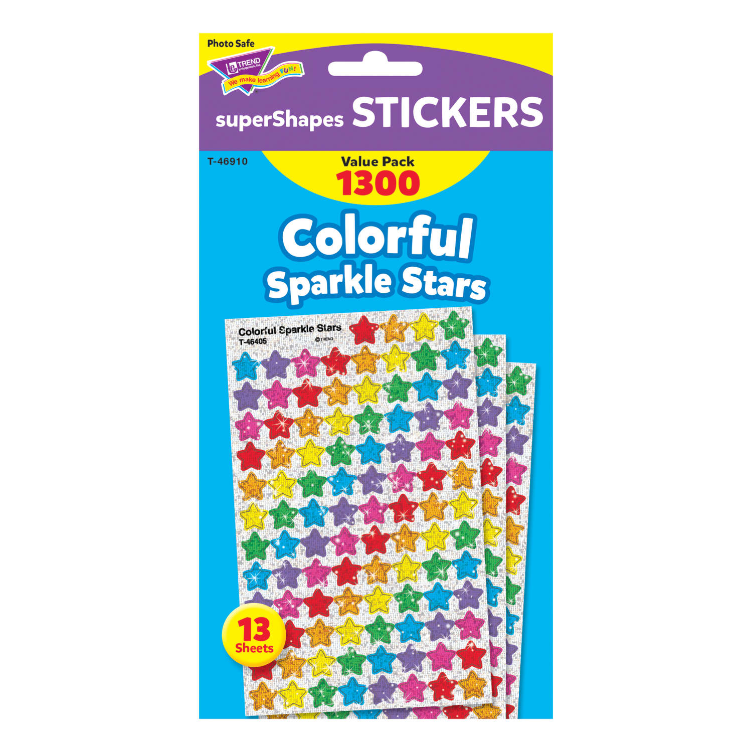 Trend superShapes Stickers, Colorful Sparkle Stars, 1,300 Stickers Per Pack, Set Of 3 Packs - Image 4