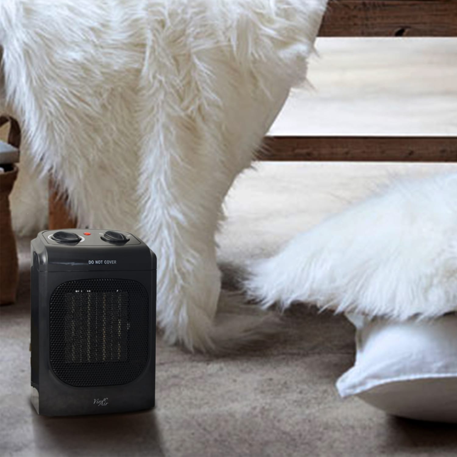 Vie Air 1500W Portable Ceramic Heater, Home, 5-1/4inH x 6-1/2inW x 10inD, Black - Image 4