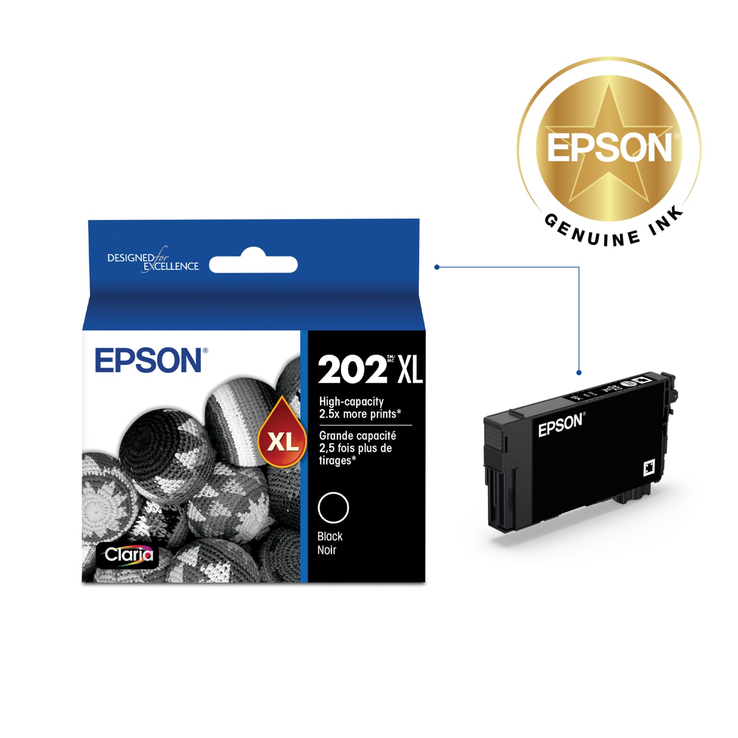 Epson 202XL Claria Black High-Yield Ink Cartridge, T202XL120-S - Image 3