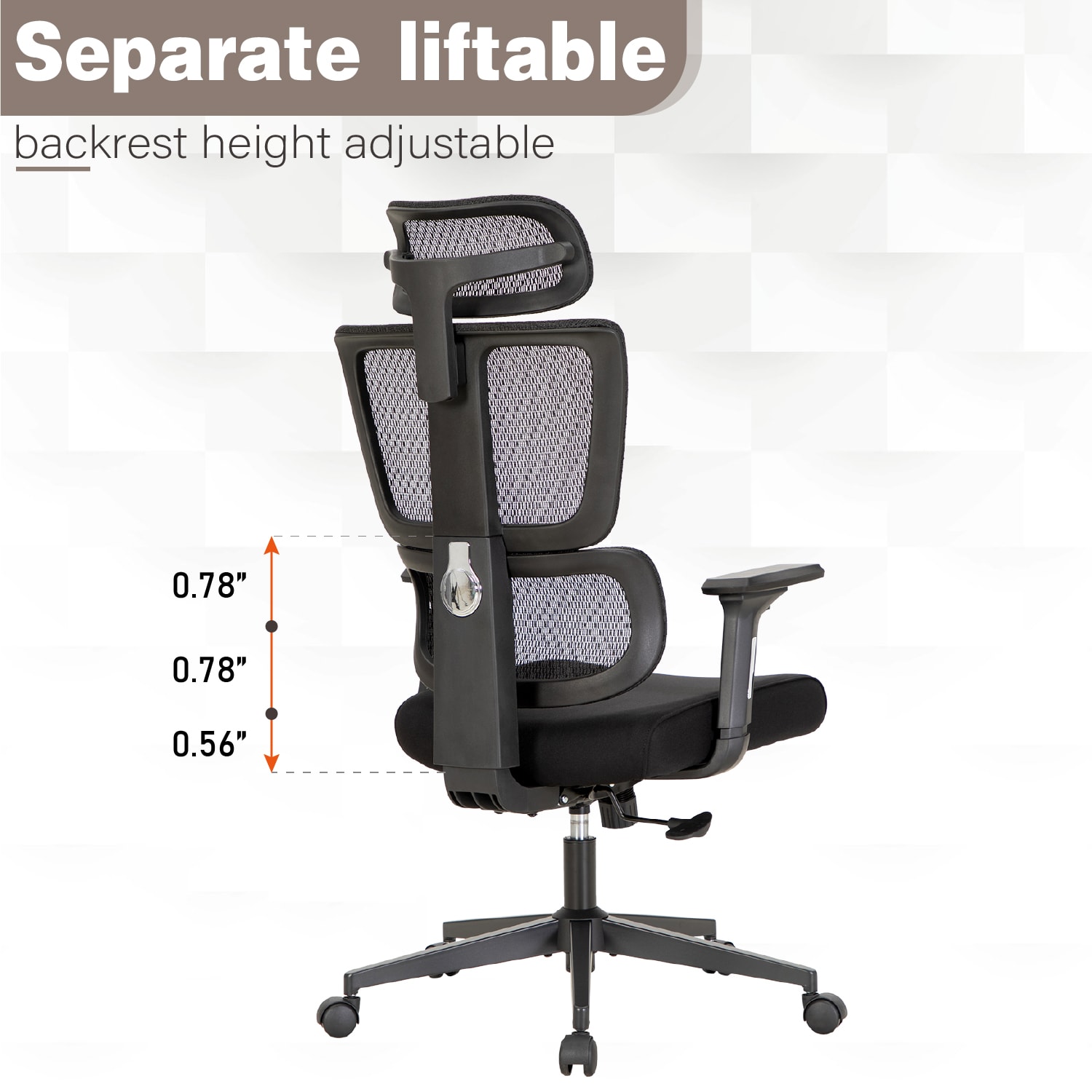 ALPHA HOME Adjustable Ergonomic Mesh High-Back Office Task Chair, Black - Image 7