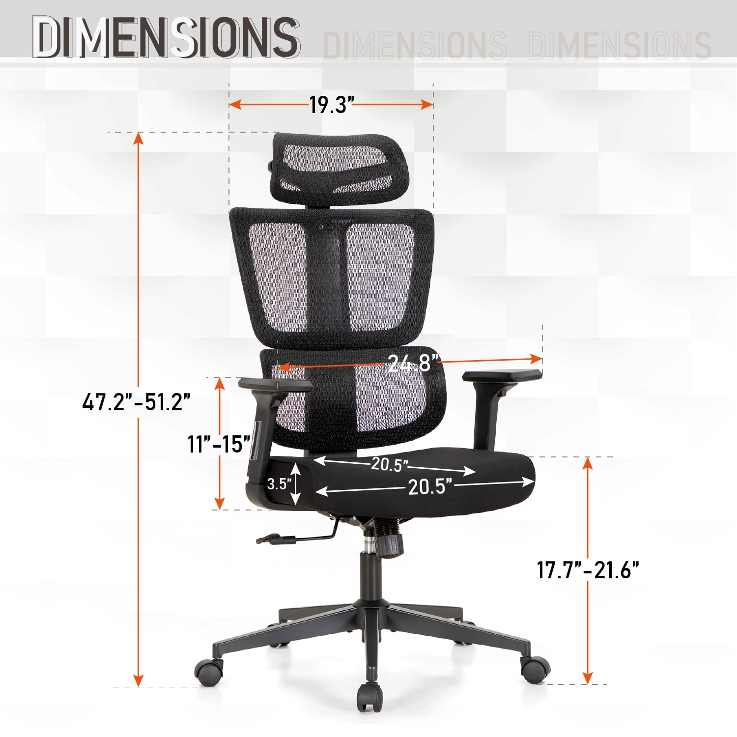ALPHA HOME Adjustable Ergonomic Mesh High-Back Office Task Chair, Black - Image 12