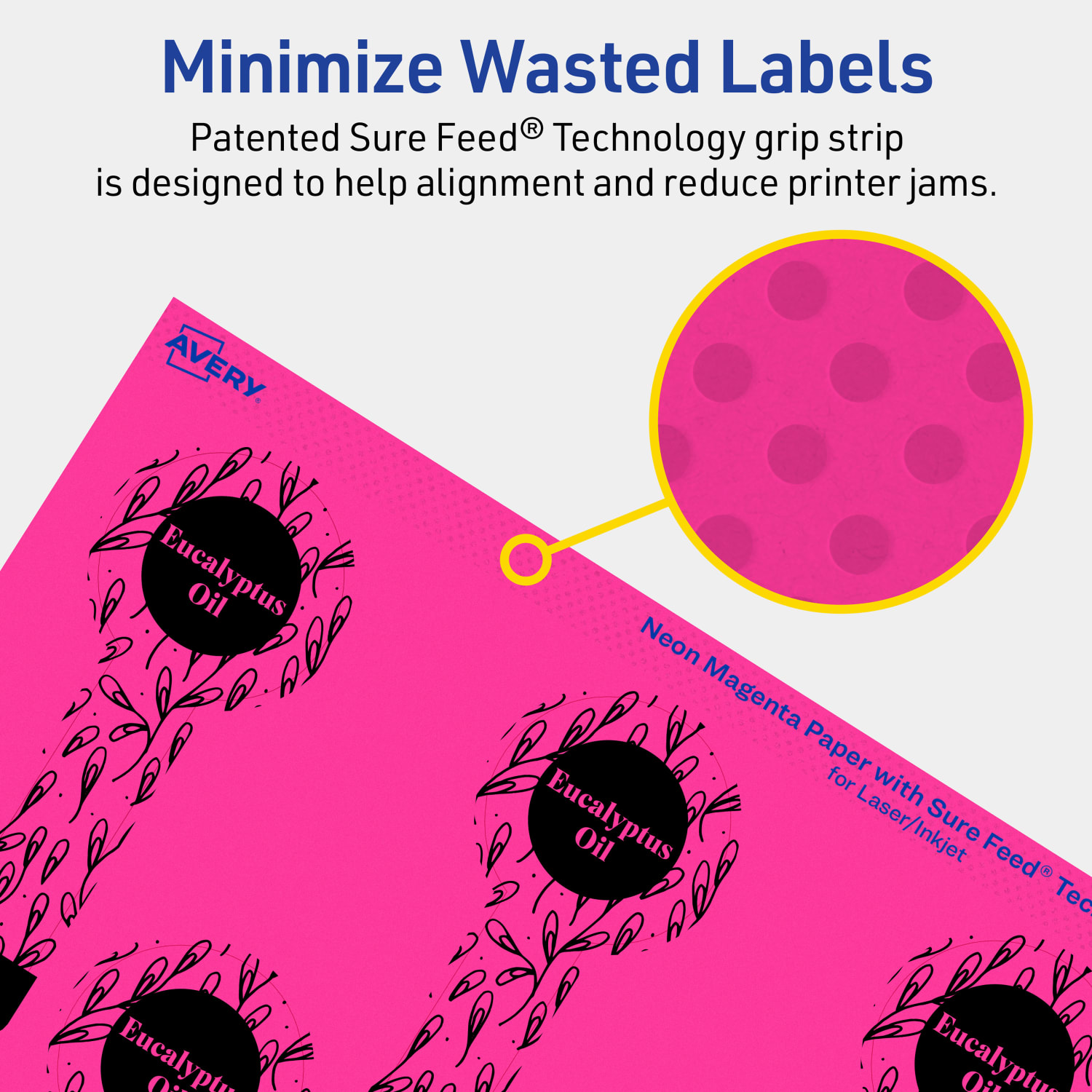 Avery Print-To-The-Edge Labels With Sure Feed Technology, 94116-NMP20, Lollipop, 1-1/2in x 4in, Matte Neon Magenta, Pack of 160 - Image 5