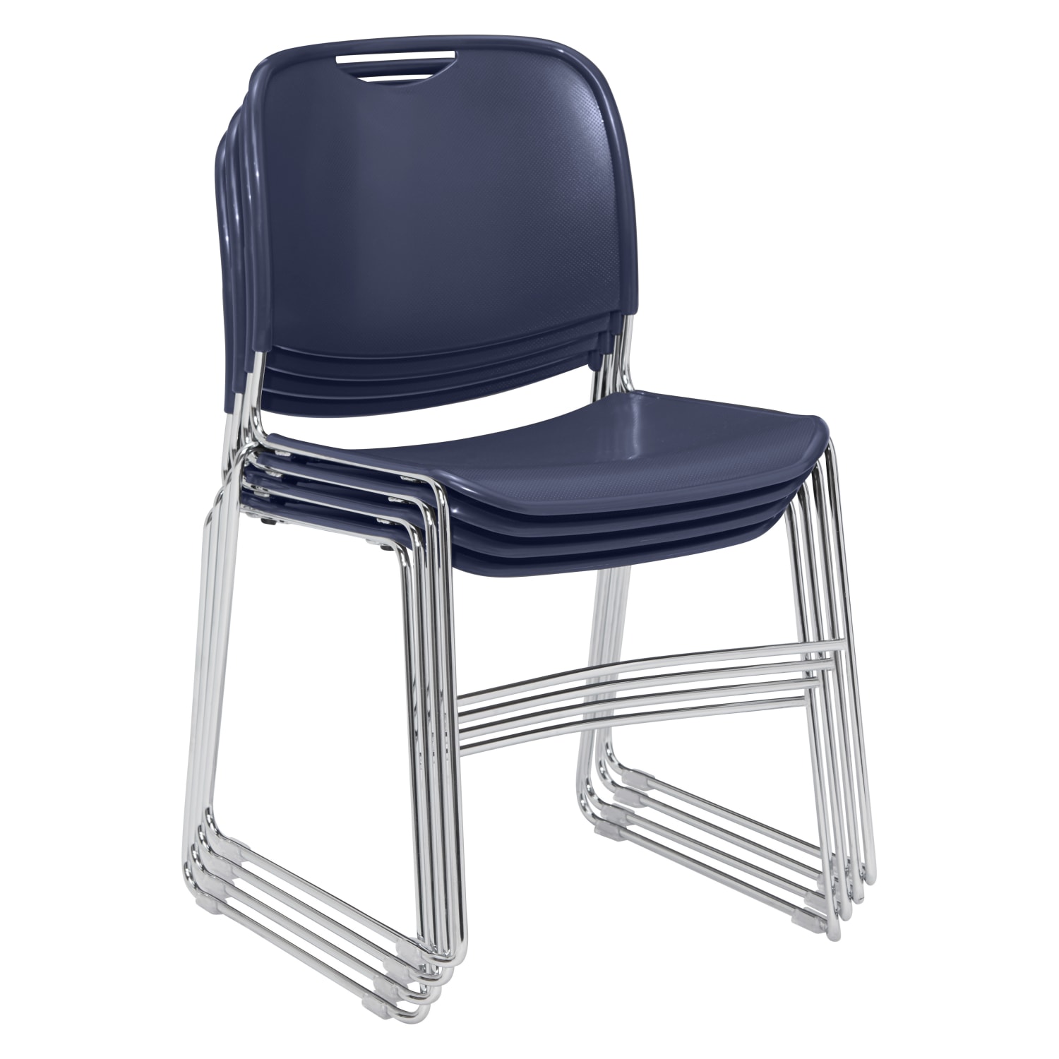 National Public Seating 8500 Ultra Compact Plastic Stack Chairs BlueChrome Set Of 4 Chairs PopularChairscom